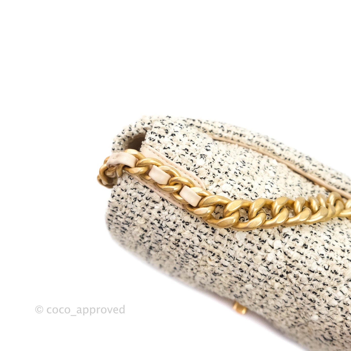 Chanel 19 Small Tweed Cream Mixed Hardware