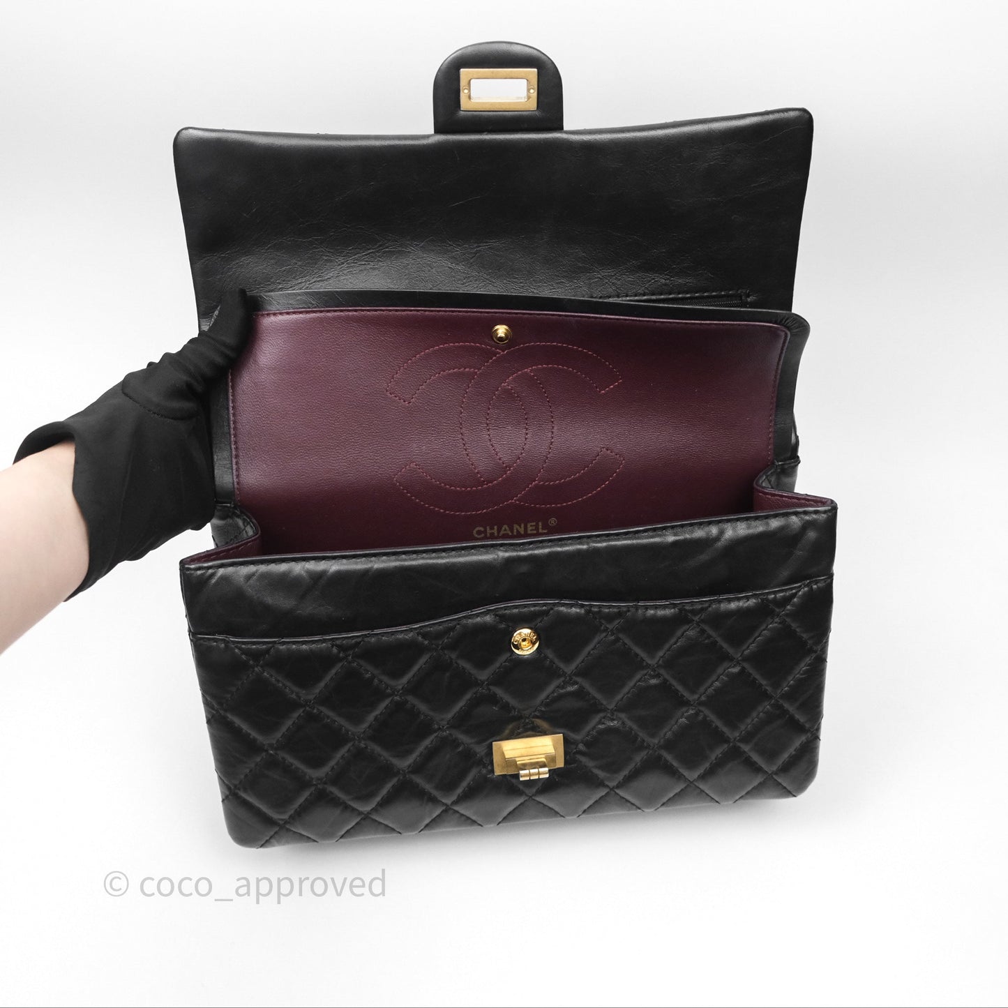 Chanel Quilted Reissue 226 Aged Calfskin Black Gold Hardware