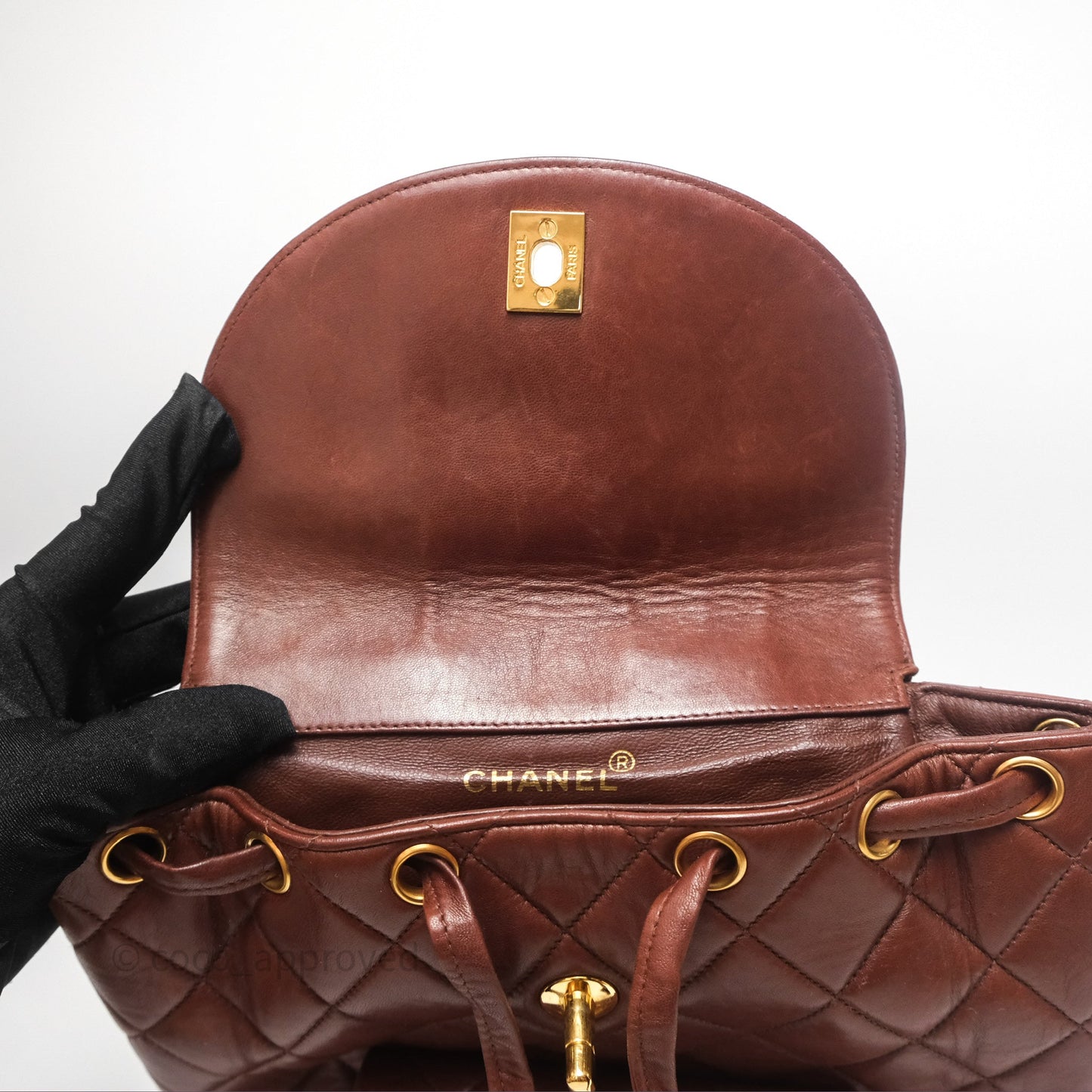 Chanel Vintage CC Duma Backpack Brown Lambskin 24K Gold Hardware