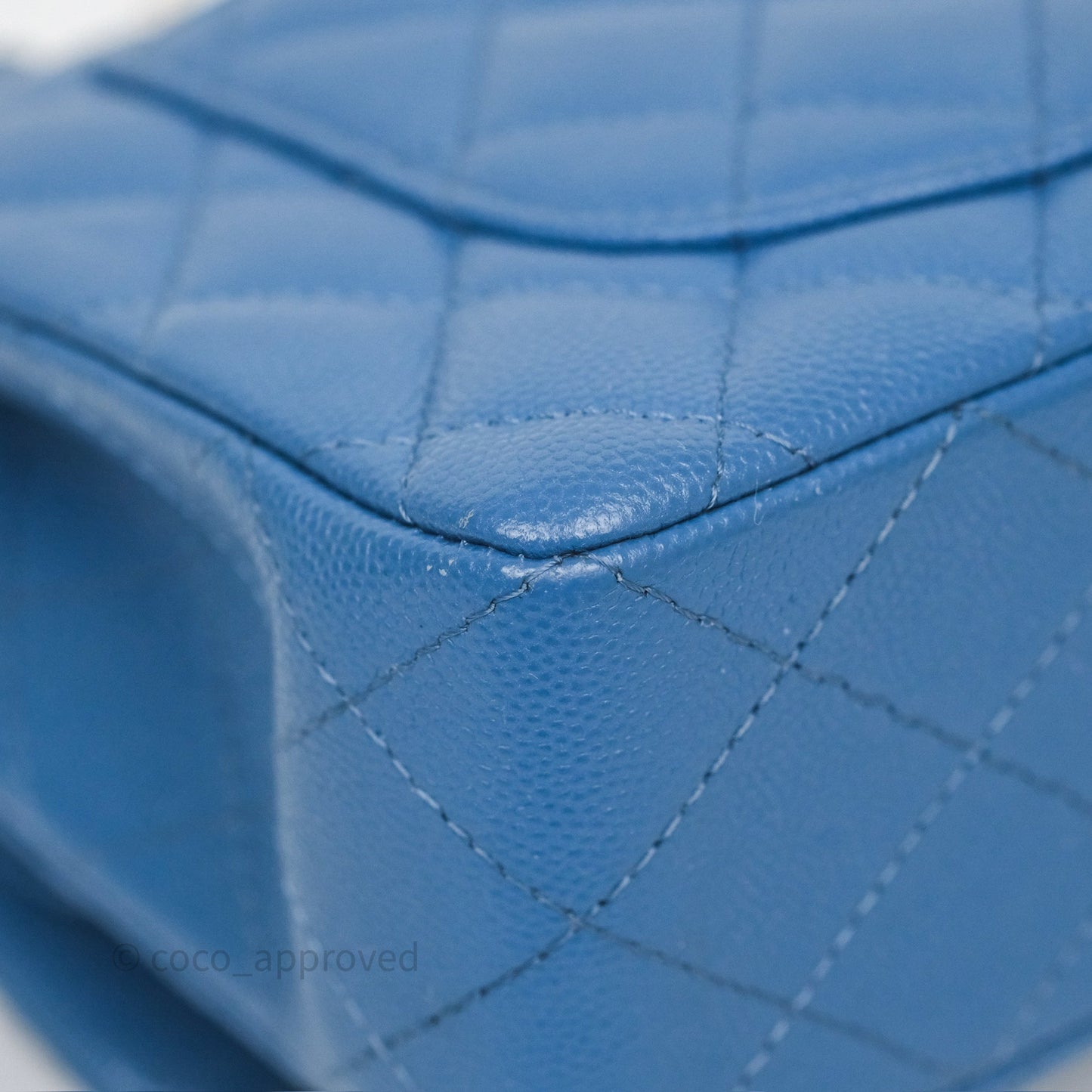 Chanel Small Classic Quilted Flap Blue Caviar Gold Hardware