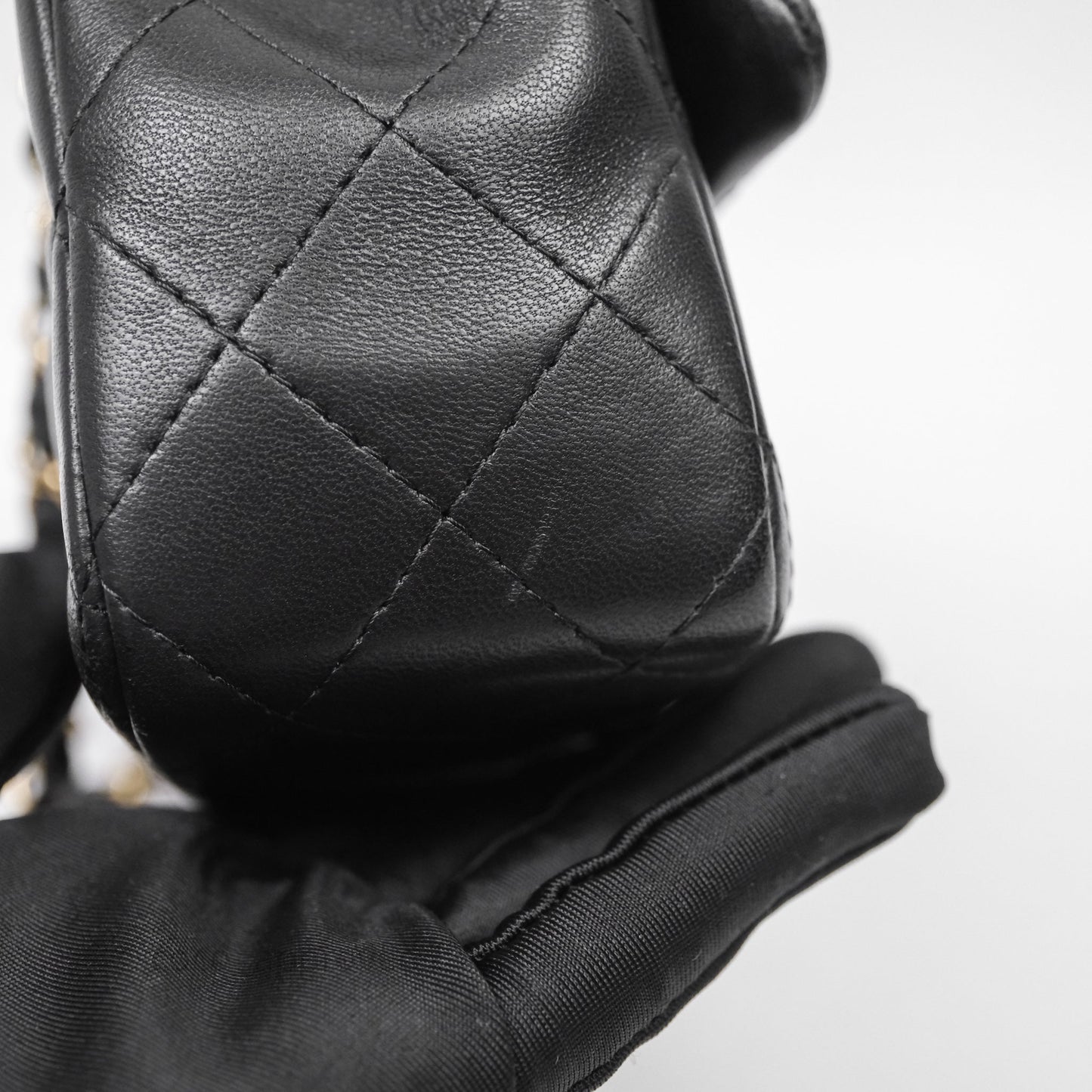 Chanel Mini Rectangular Flap Quilted Black Lambskin Gold Hardware