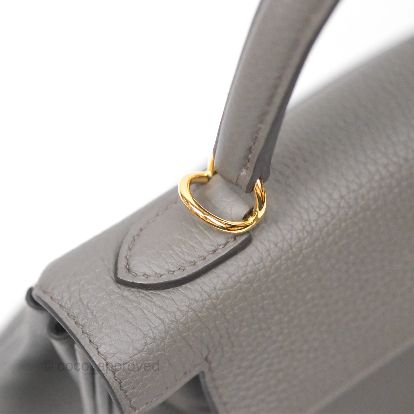 Hermès Kelly 25 Retourne Gris Etain 8F Togo Gold Hardware