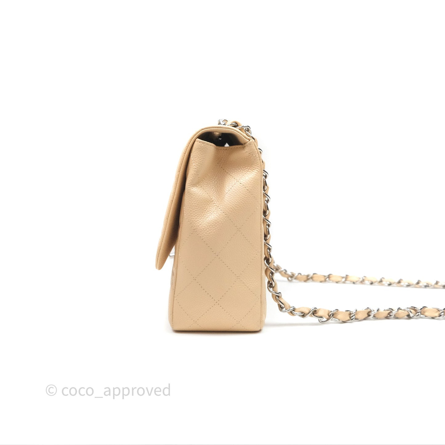 Chanel Jumbo Single Flap Beige Caviar Silver Hardware