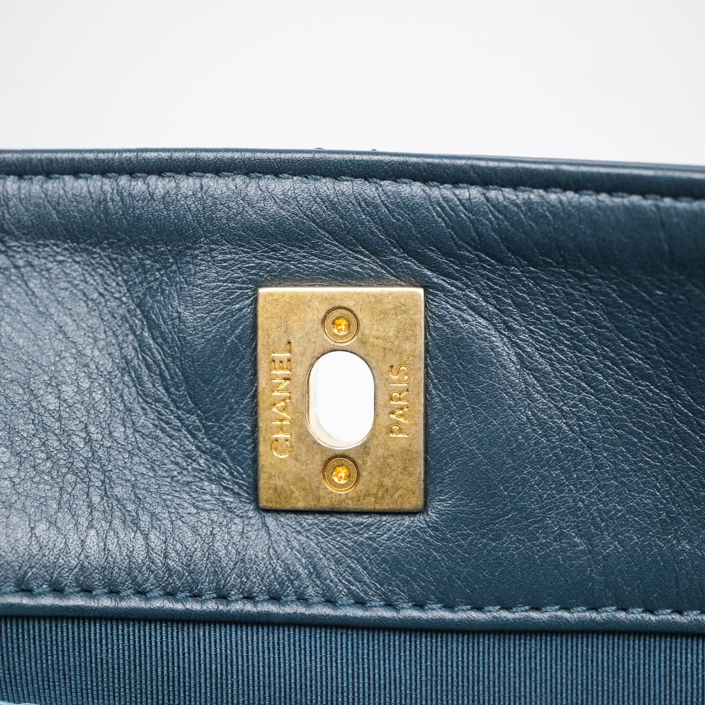 Chanel Button Up Hobo Bag Quilted Teal Calfskin Aged Gold Hardware