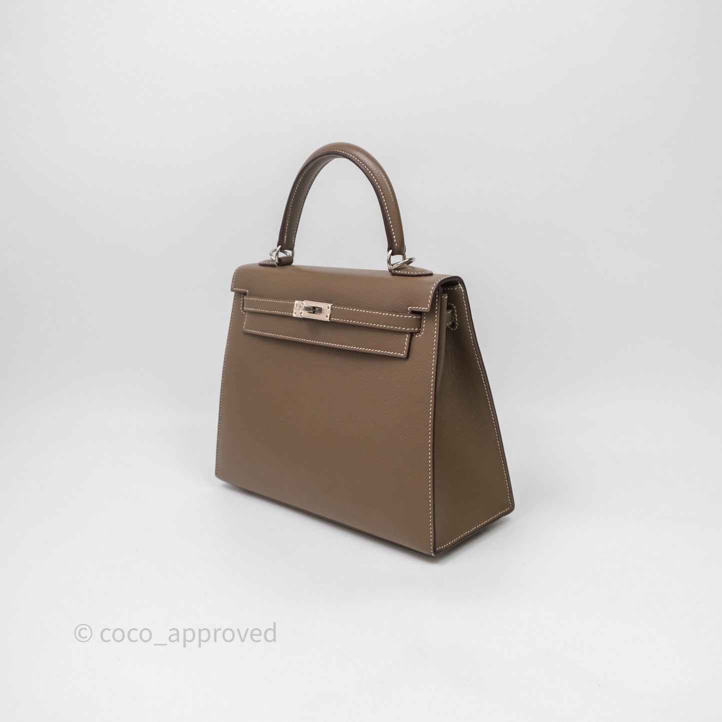 Hermes Kelly 25 Etoupe 18 Epsom Palladium Hardware