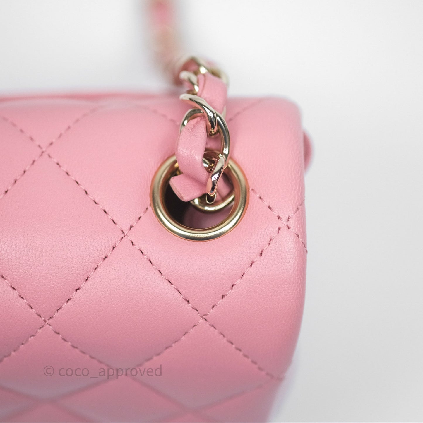 Chanel Mini Square Flap Quilted Pink Lambskin Gold Hardware