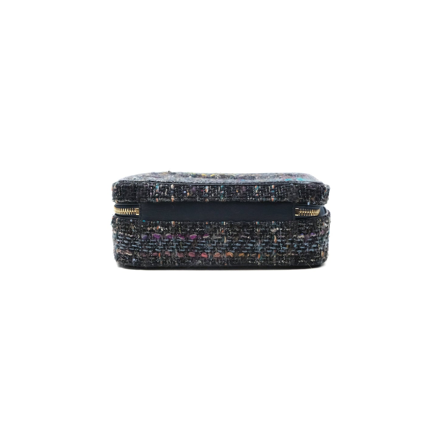 Chanel Quilted Medium CC Filigree Vanity Case Navy Tweed Python