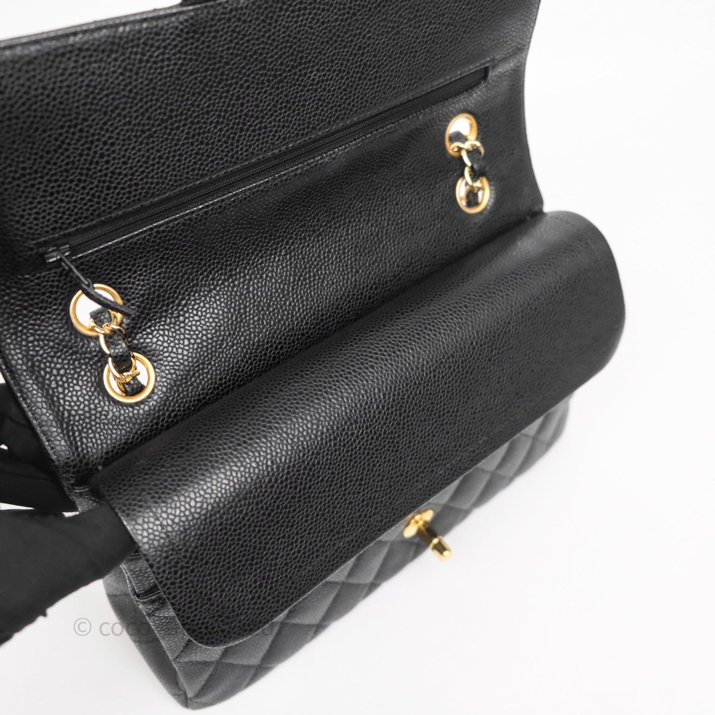 Chanel Classic M/L Medium Flap Quilted Black Caviar Gold Hardware