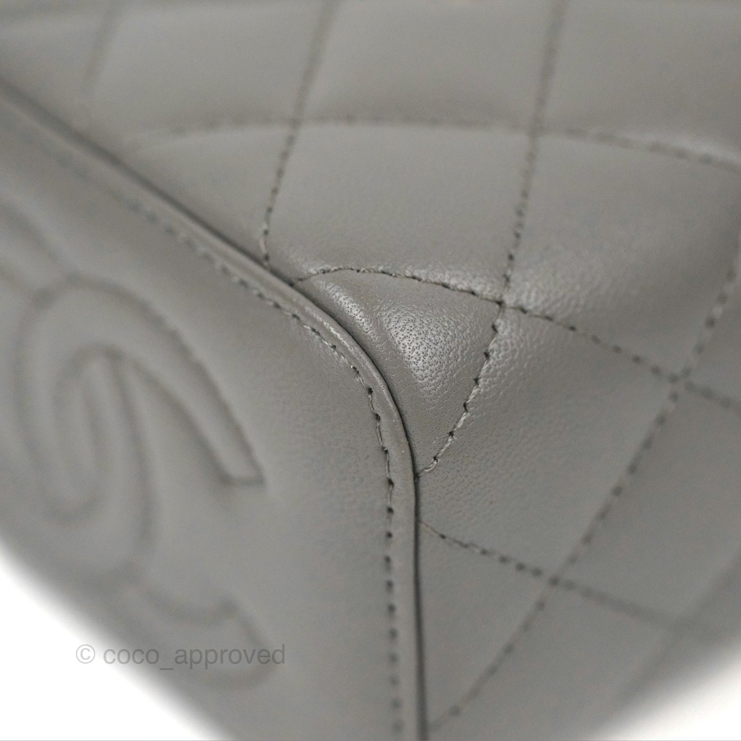 Chanel Mini Top Handle Vanity With Chain Dark Grey Lambskin Gold Hardware