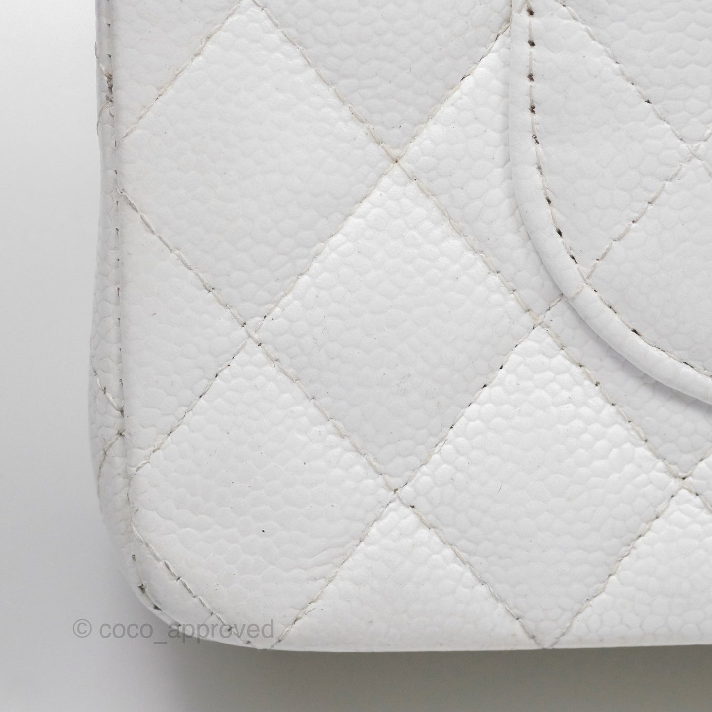 Chanel Classic M/L Medium Double Flap White Caviar Silver Hardware