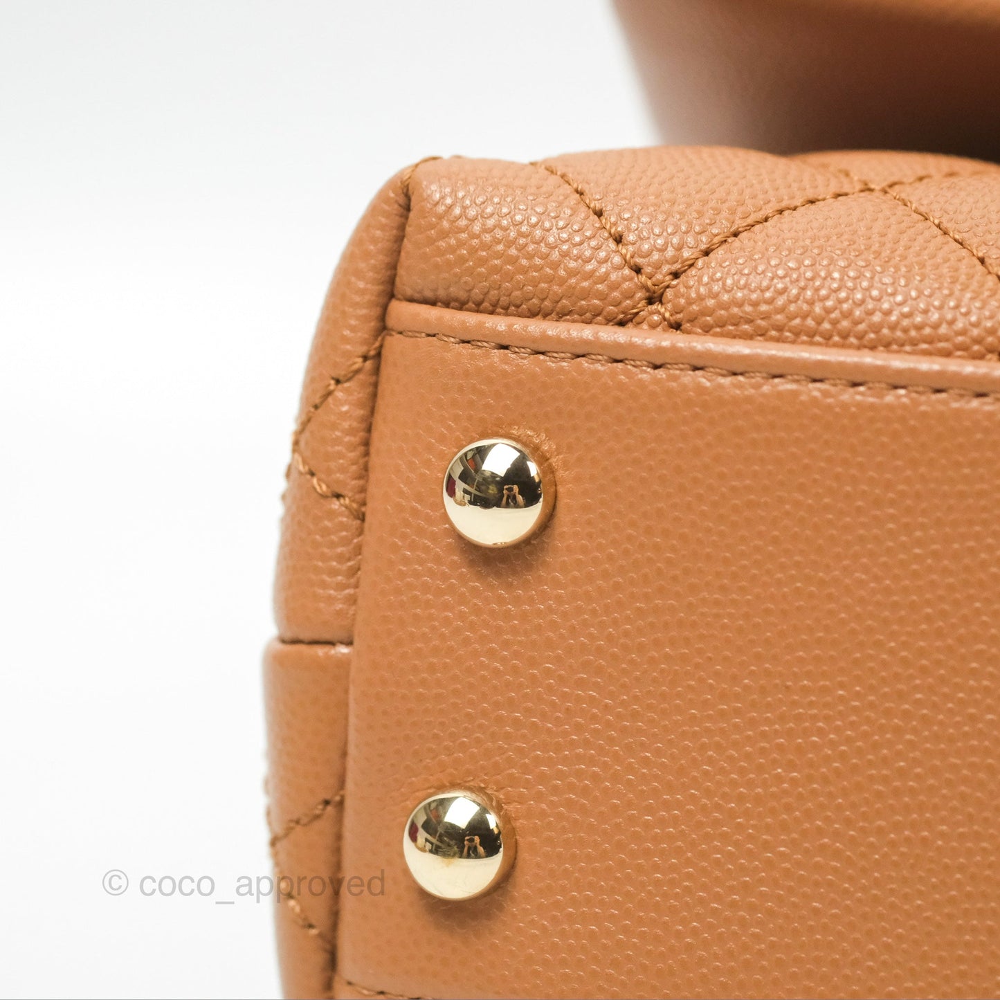 Chanel Mini Coco Handle Dark Beige Caviar Lizard Handle Gold Hardware