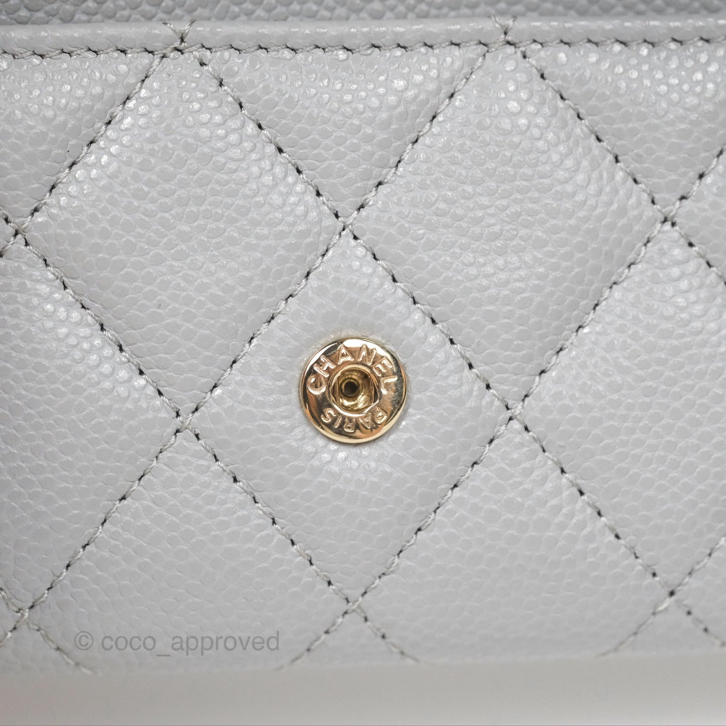 Chanel Quilted Flap Card Holder Caviar Grey Gold Hardware