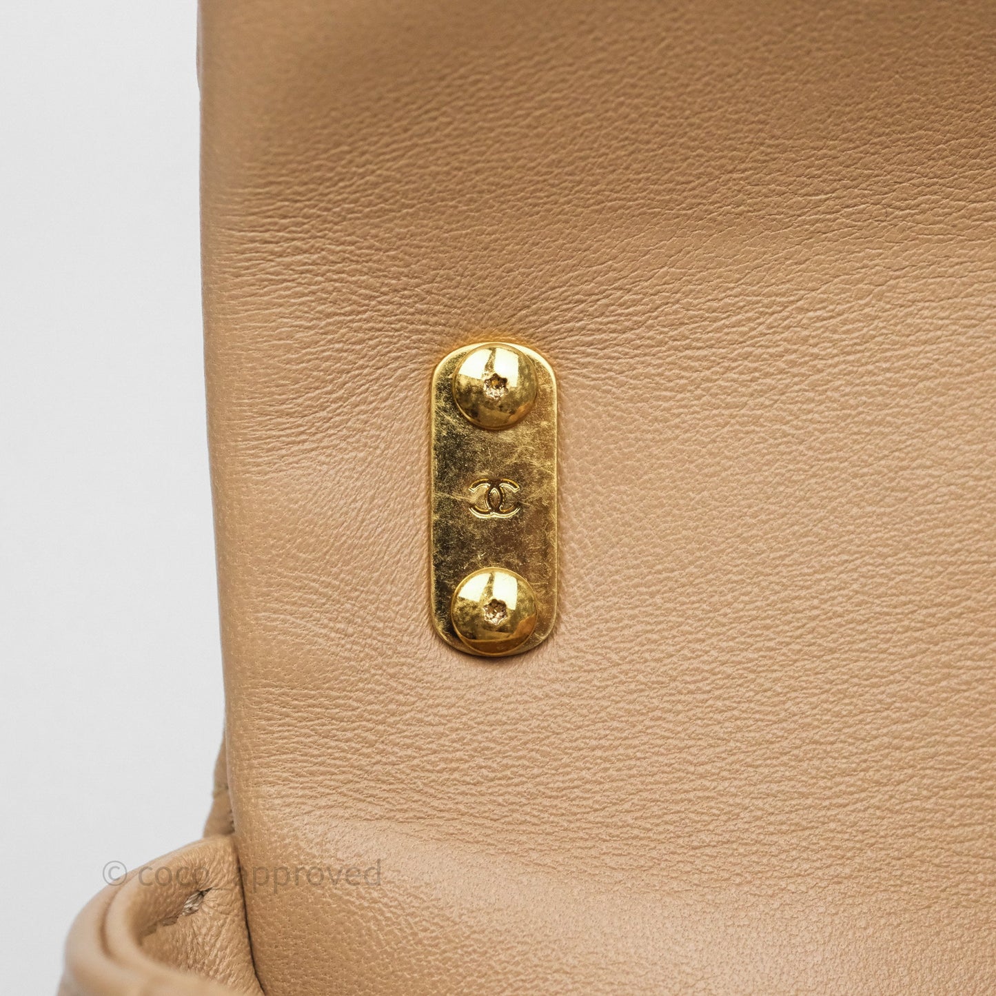 Chanel Mini CC Funky Town Flap Quilted Beige Lambskin Aged Gold Hardware