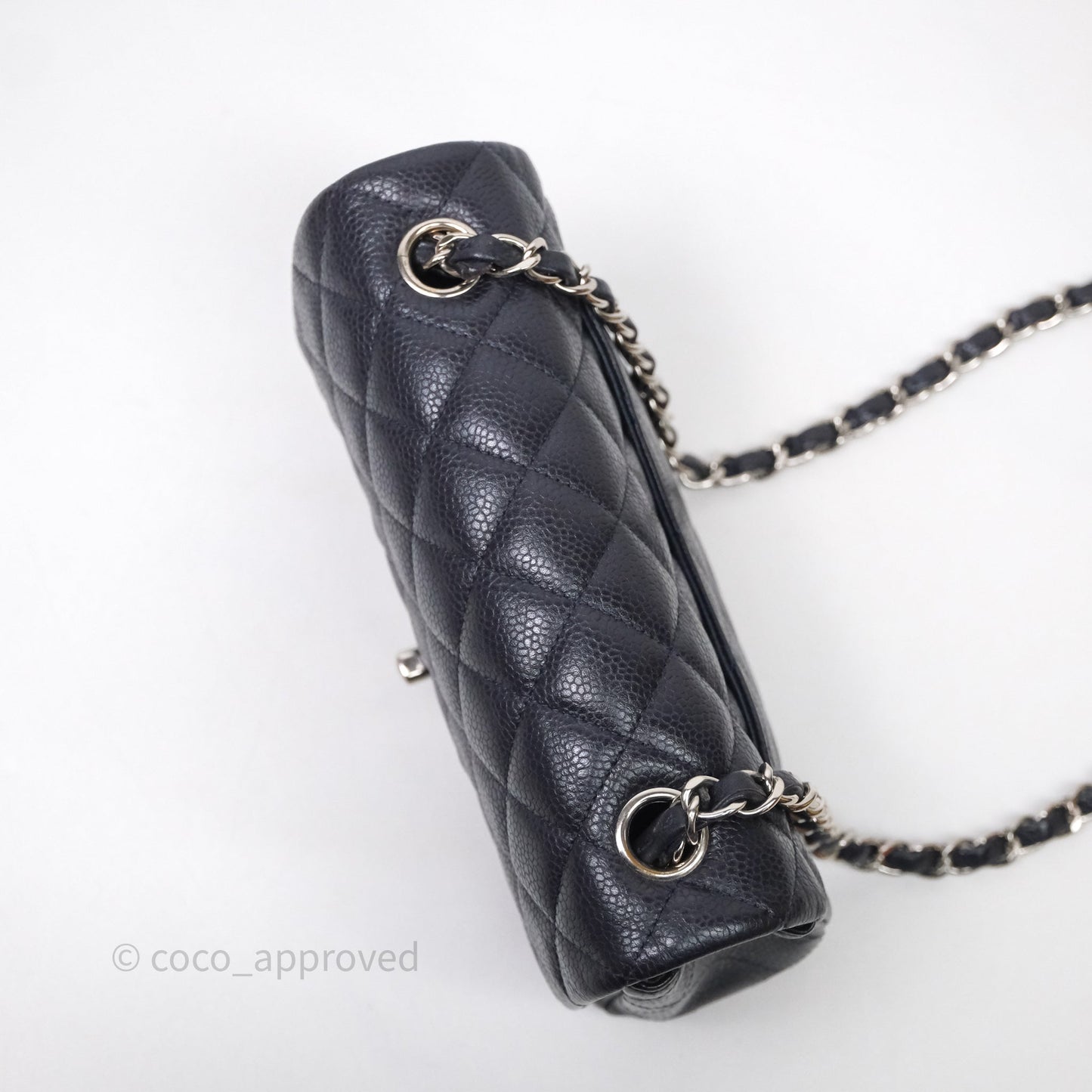 Chanel Mini Rectangular Quilted Dark Navy Caviar Silver Hardware