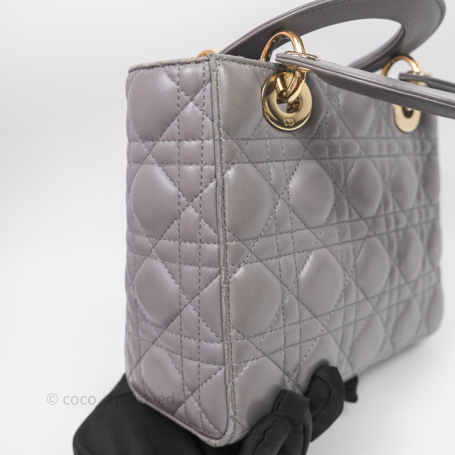 Christian Dior Small Lady Dior My ABCDior Bag Stone Gray Cannage Lambskin