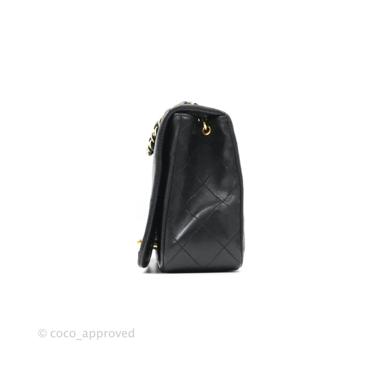 Chanel Vintage Small Single Full Flap Bag Black Lambskin 24K Gold Hardware