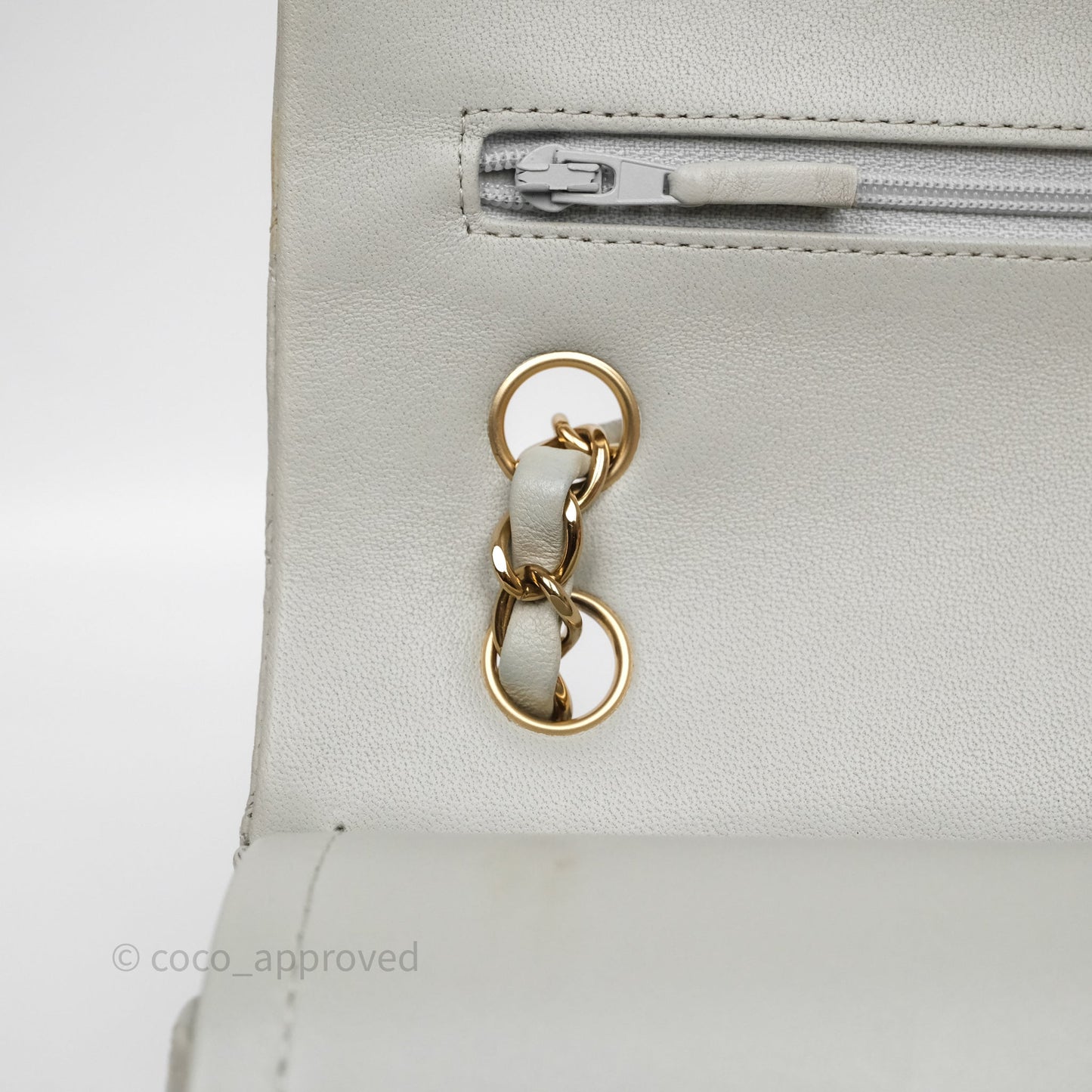 Chanel Small Classic Flap Quilted Grey Lambskin Gold Hardware