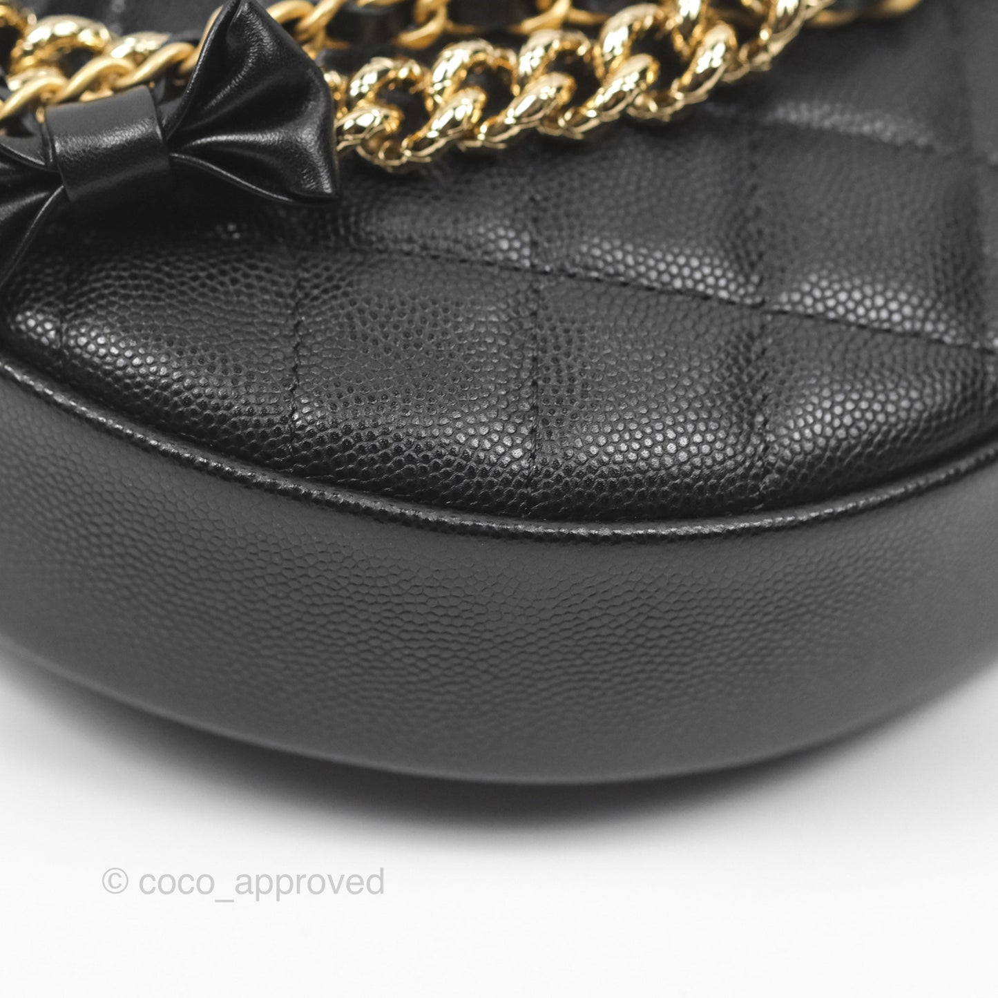 Chanel Bow Hobo Pouch Black Caviar Gold Hardware 24S