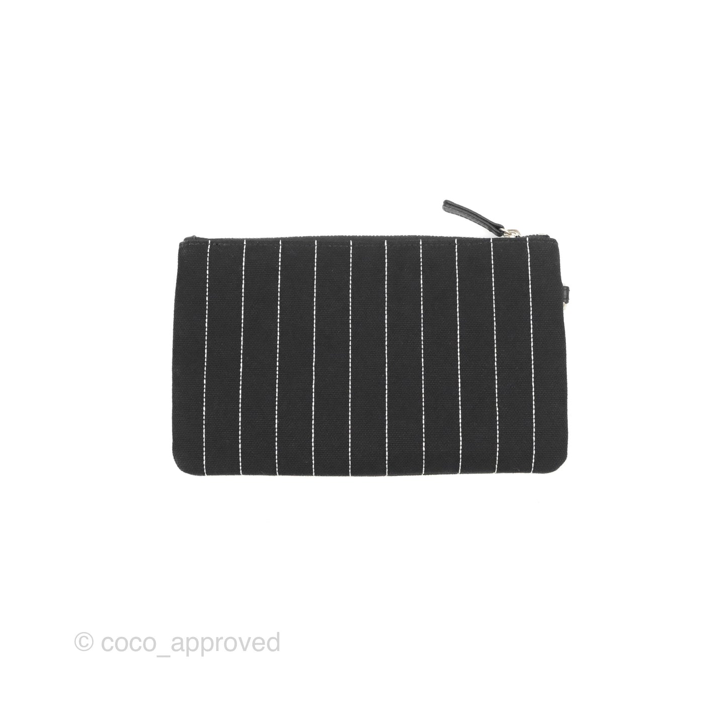 Chanel Large Deauville Black White Striped Canvas Aged Silver Hardware 23S