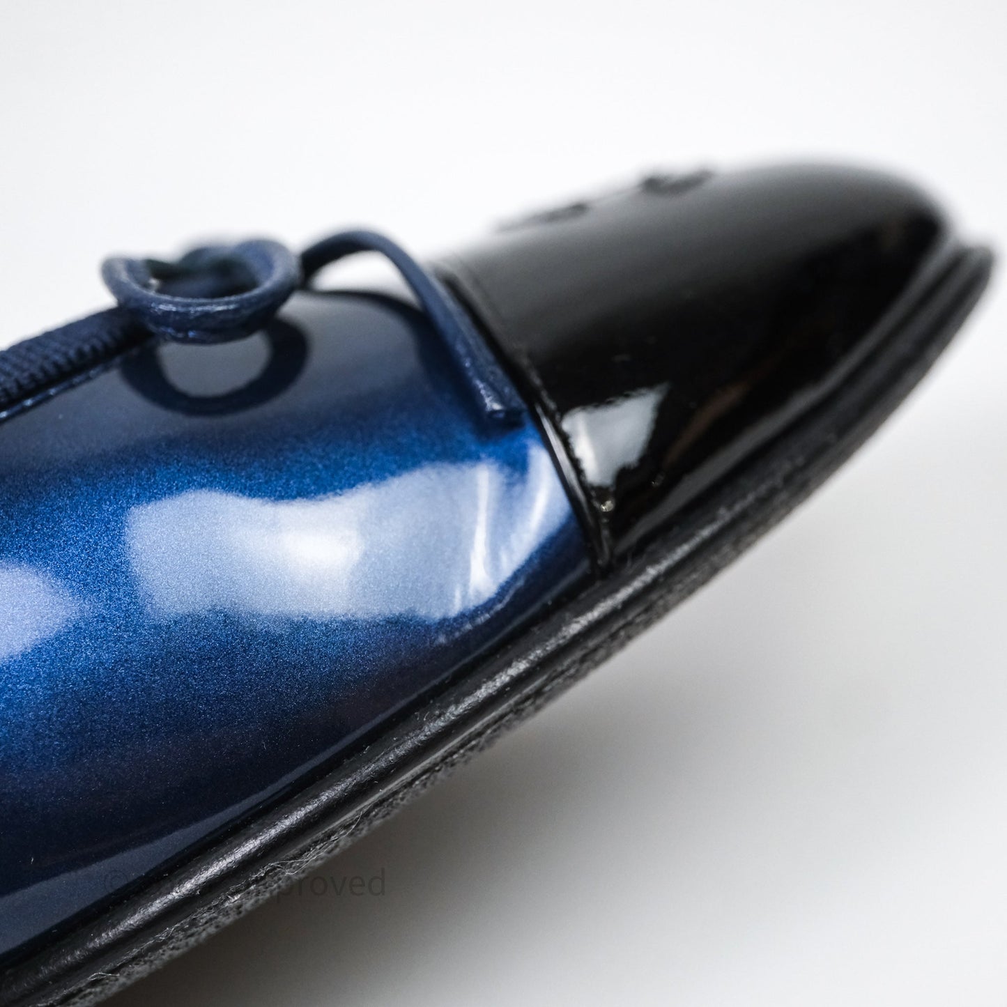 Chanel Ballerina Patent Leather Flats Navy/ Black Size 38.5