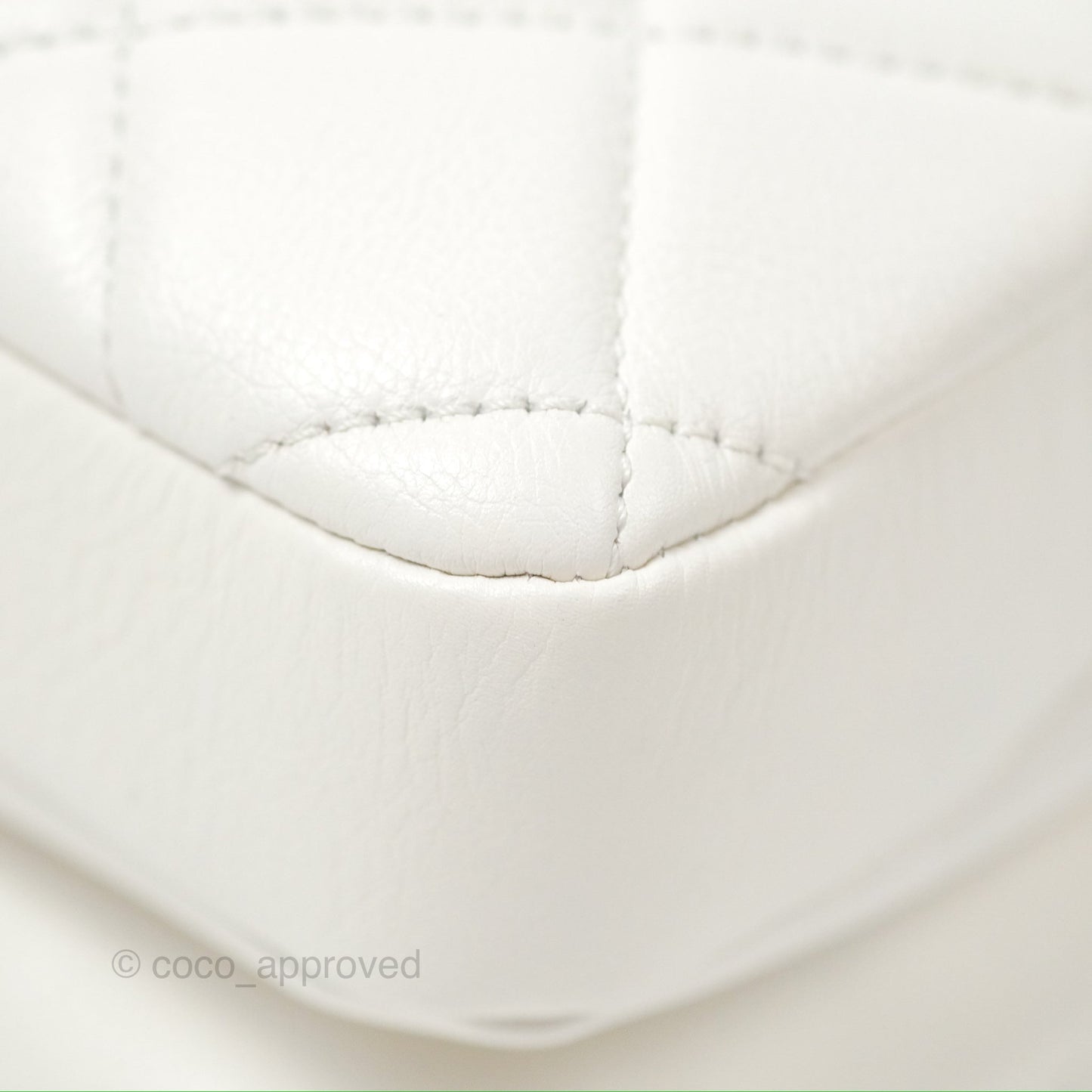 Chanel CC Crown Flap White Calfskin Antique Gold Hardware