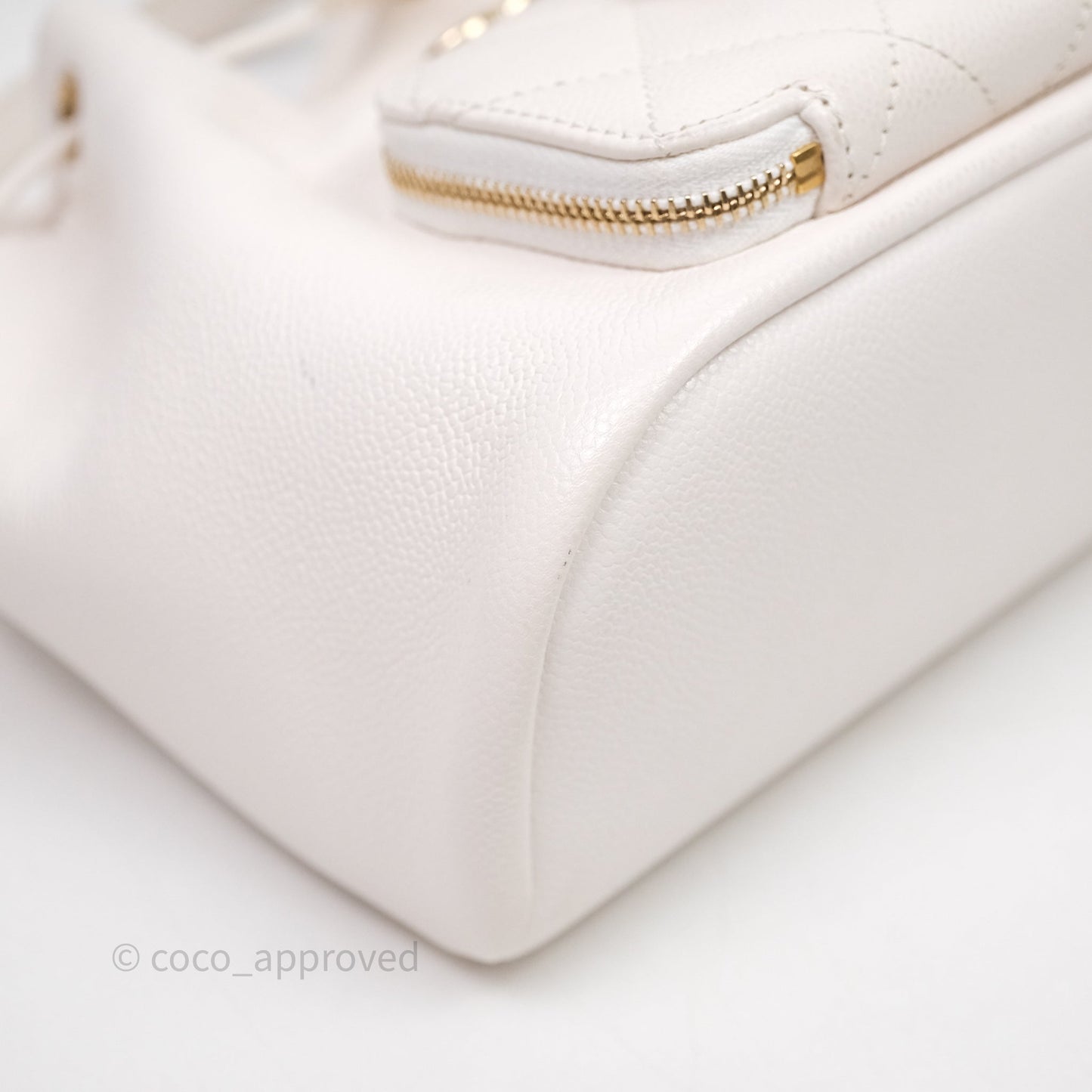 Chanel Business Affinity Drawstring Bucket Bag White Caviar Gold Hardware