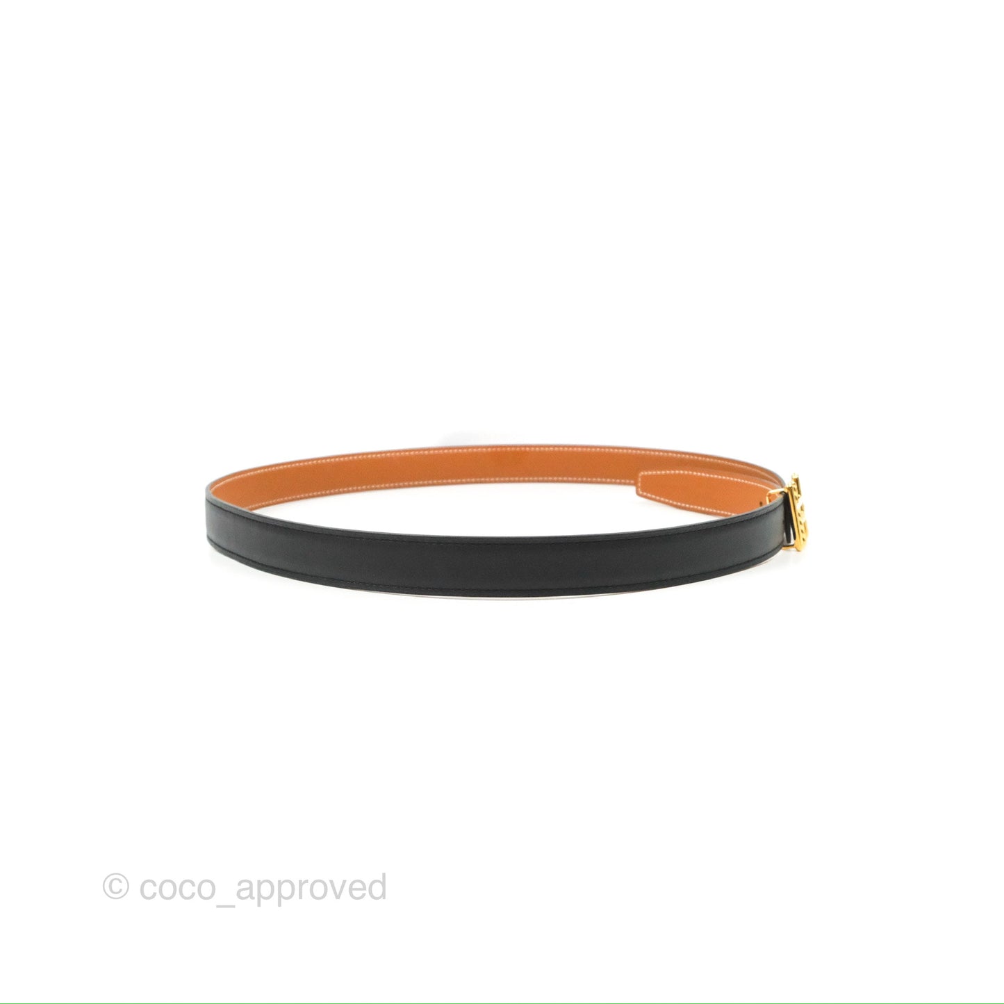 Hermès H au Carre Twist Belt Buckle & Reversible Gold Epsom/Black Swift 24 mm
