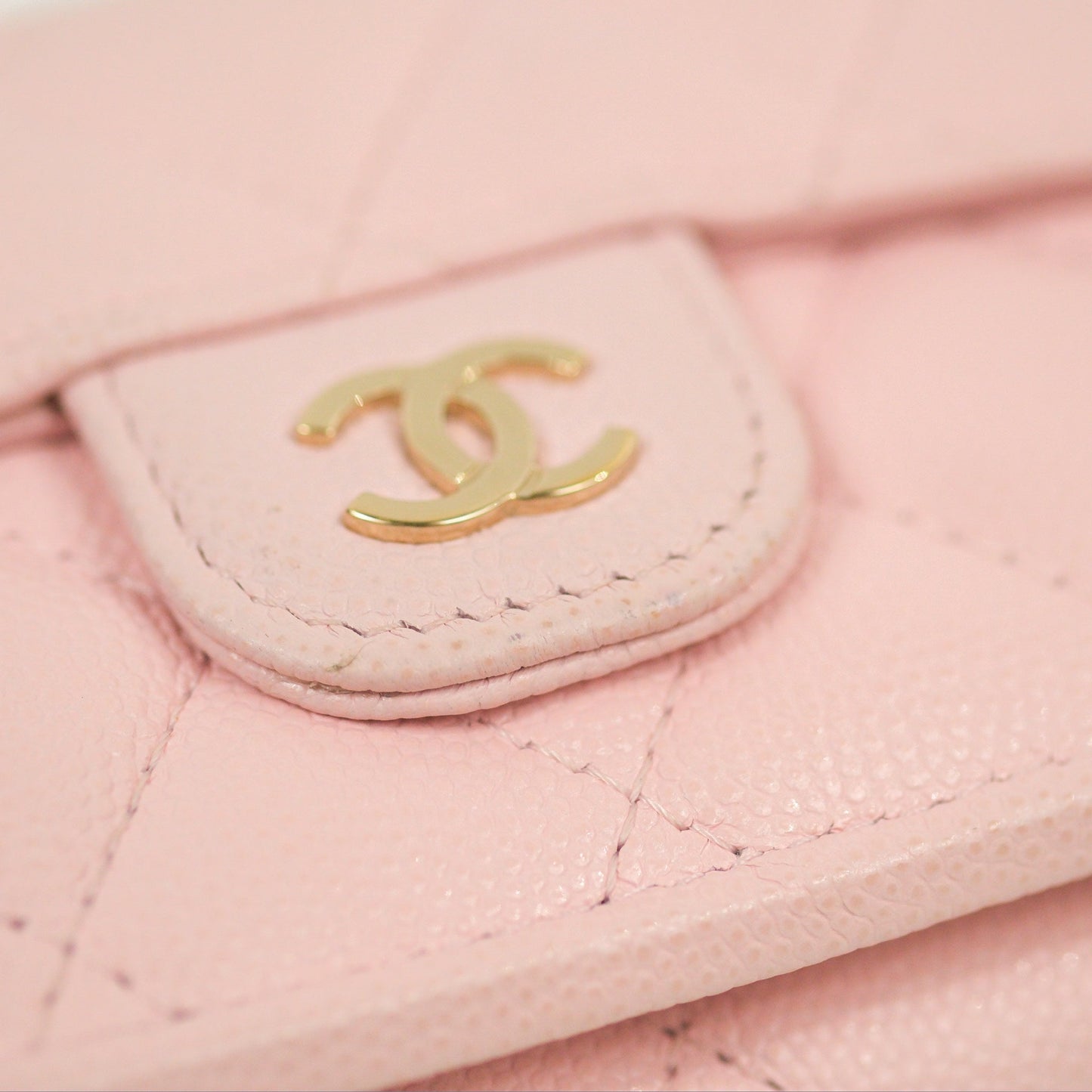 Chanel Quilted Small Classic Flap Trifold Wallet Pink Caviar Gold Hardware
