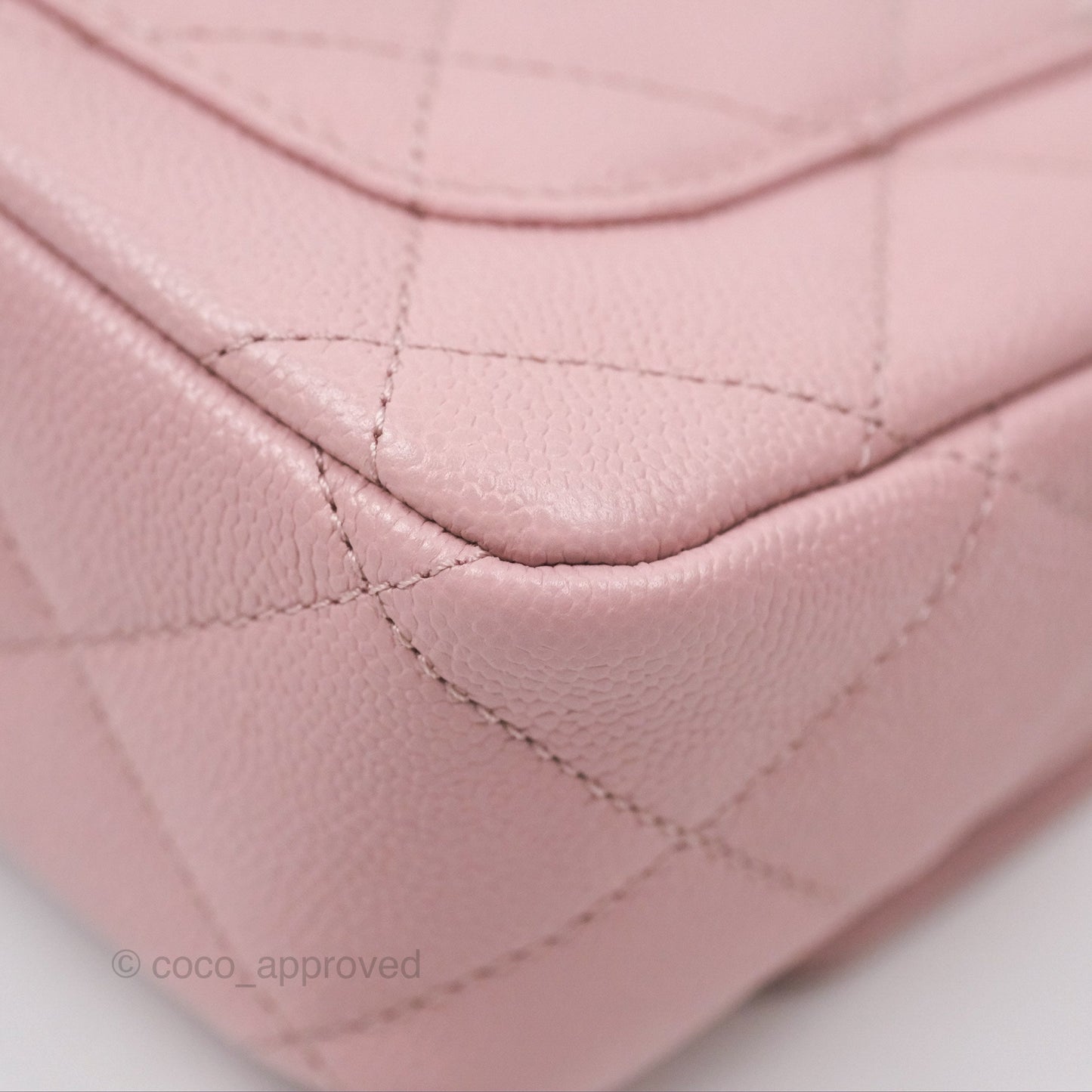 Chanel Mini Flap Bag Heart Adjustable Chain Dusty Pink Caviar Aged Gold Hardware