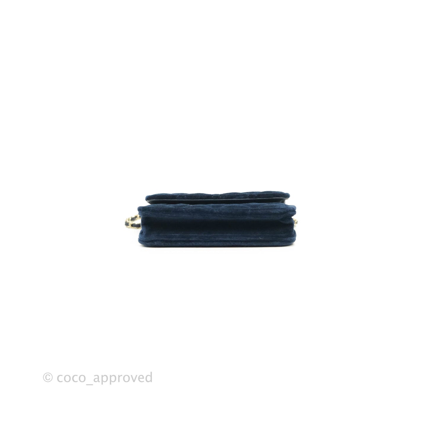 Chanel Crystal Pearl Crush Card Holder Navy Velvet Aged Gold Hardware