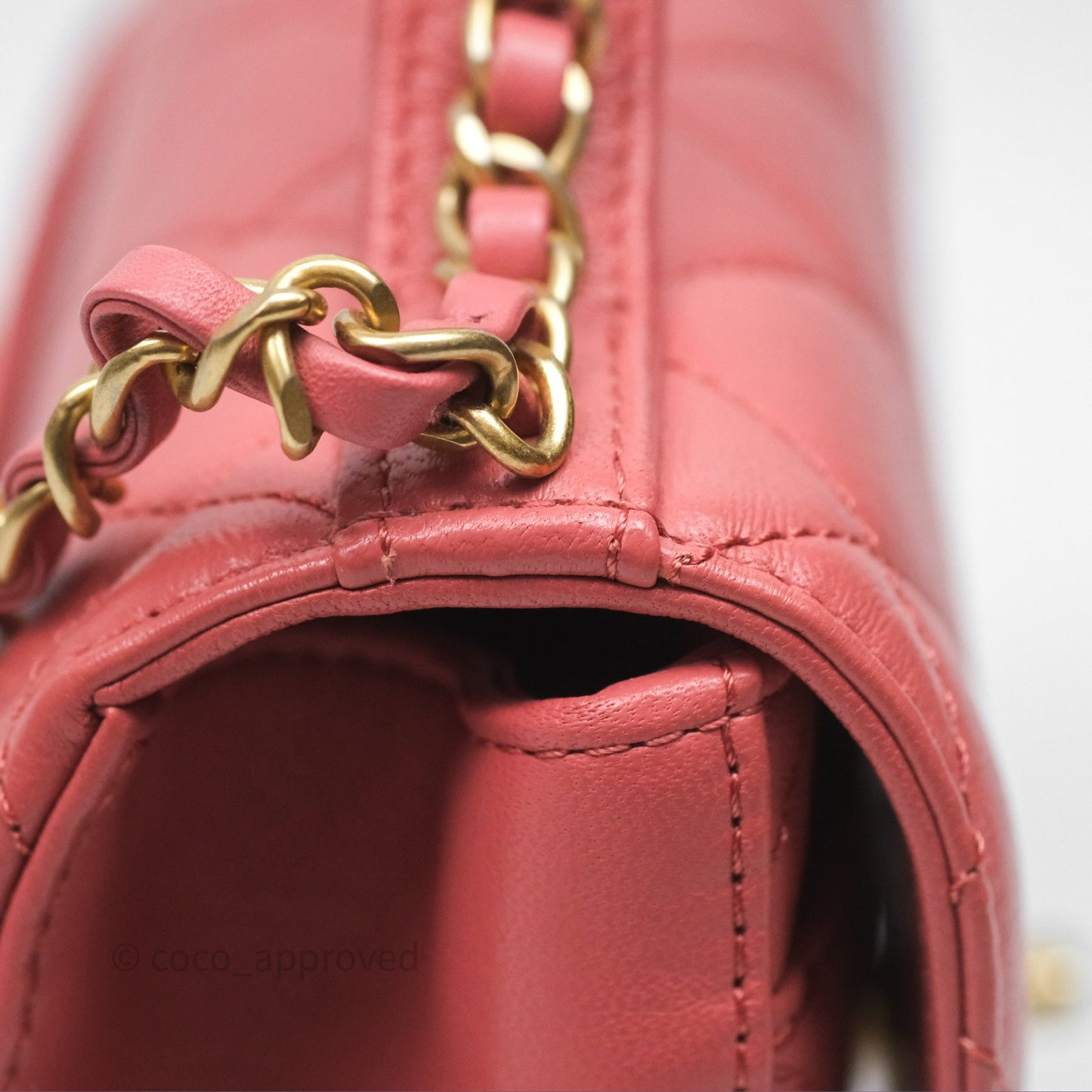 Chanel Quilted Small Chain Infinity Handle Bag Pink Lambskin Aged Gold Hardware