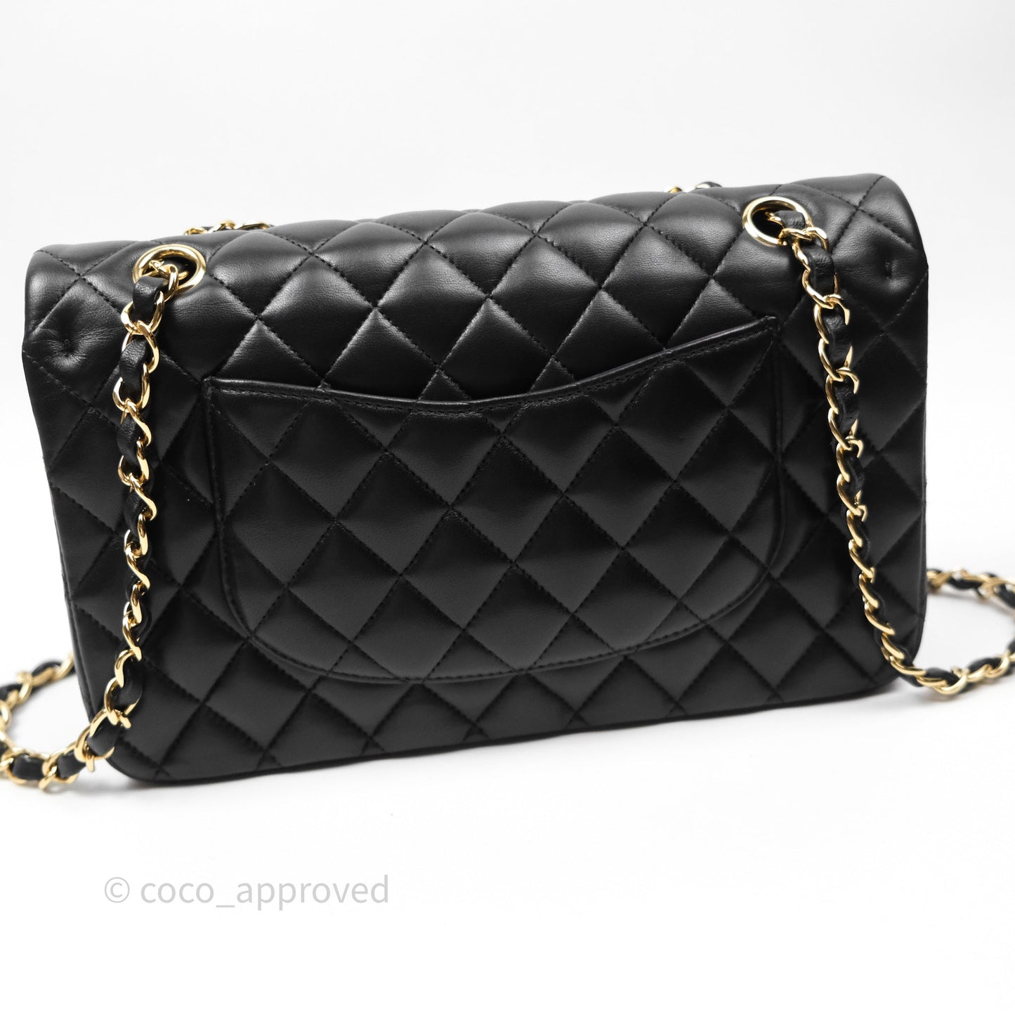 Chanel Classic M/L Medium Flap Quilted Black Lambskin Gold Hardware