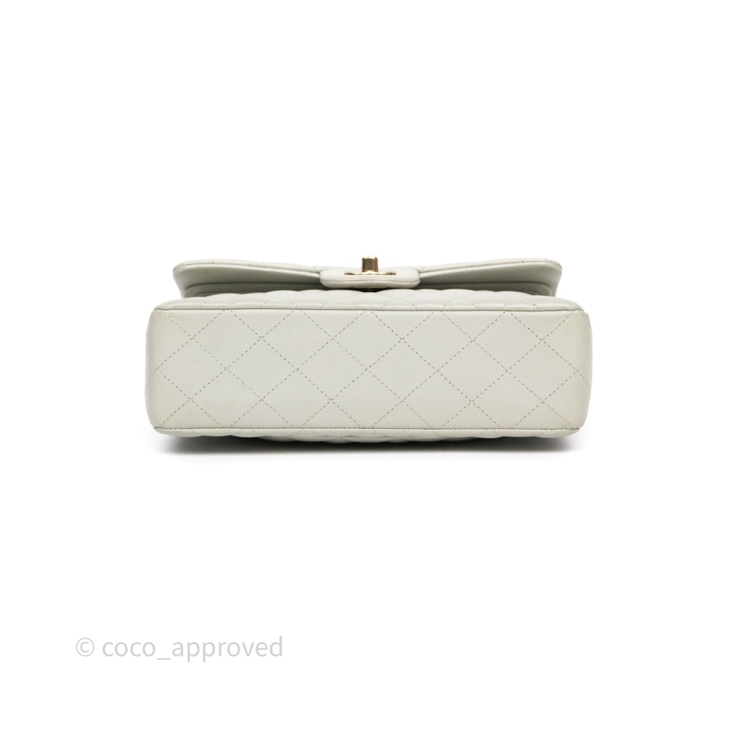 Chanel Small Classic Flap Quilted Grey Lambskin Gold Hardware