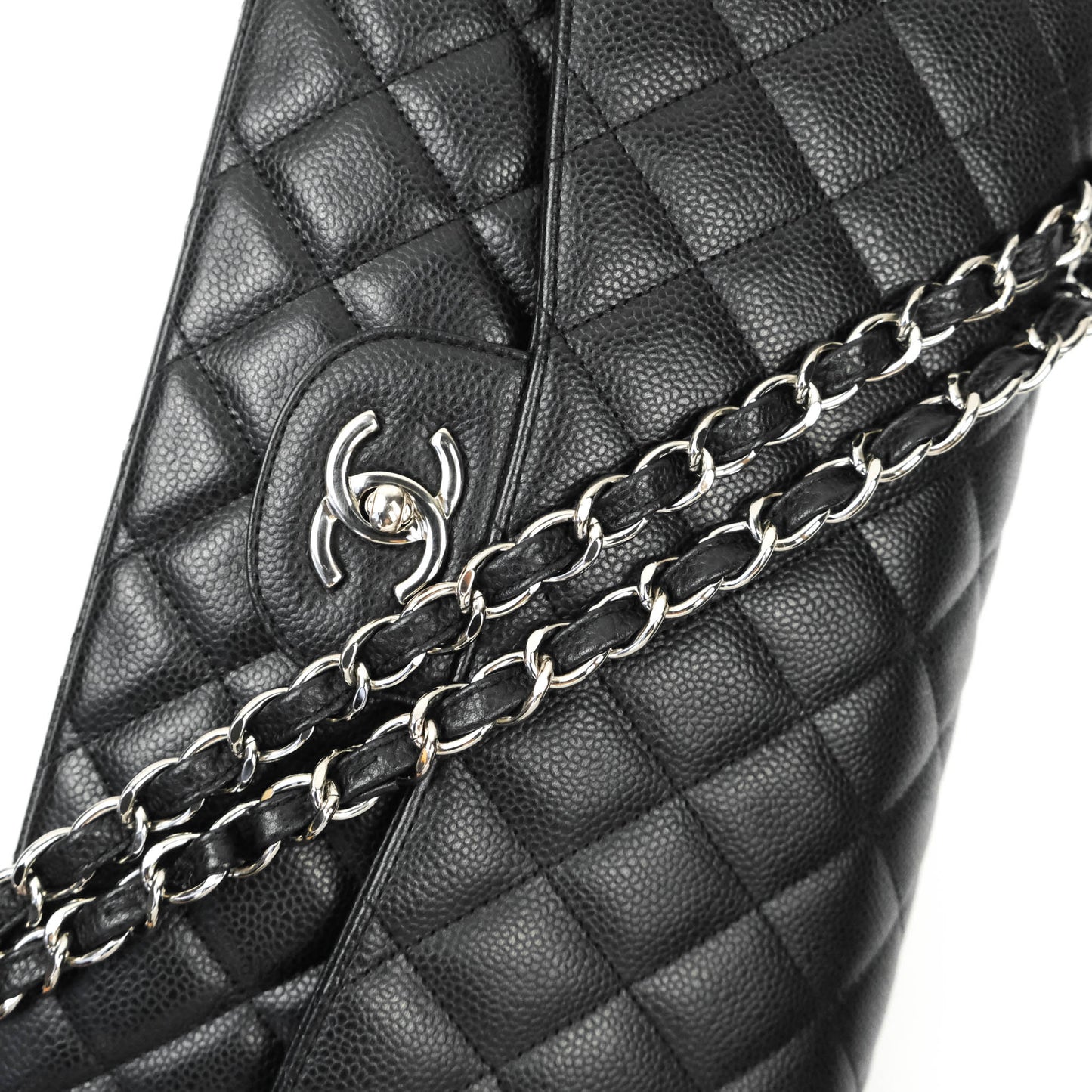 Chanel Jumbo Double Flap Black Caviar Silver Hardware⁣⁣