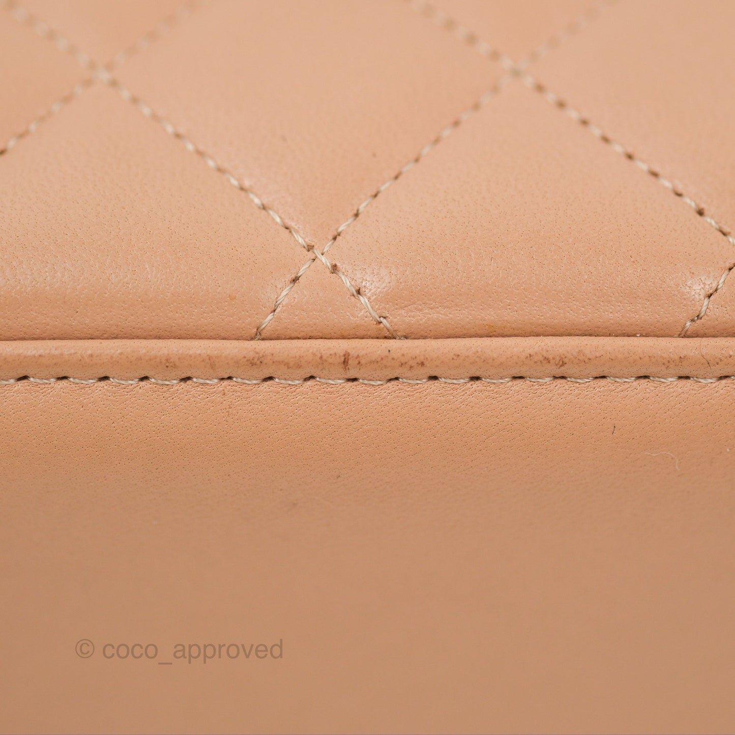 Chanel Vanity Rectangular Top Handle Beige Lambskin Aged Gold Hardware
