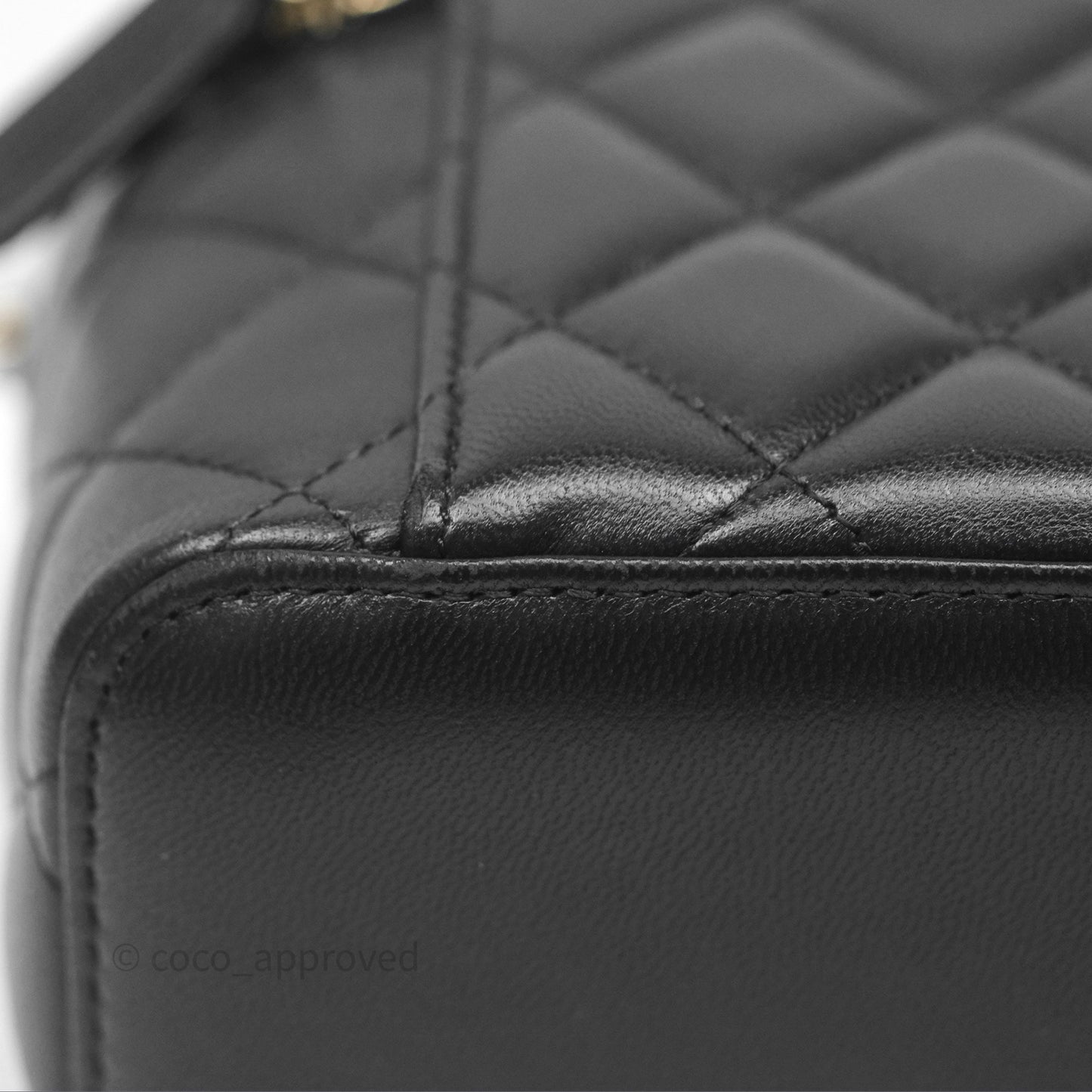 Chanel Classic Vanity Rectangular Top Handle With Chain Black Lambskin Gold Hardware