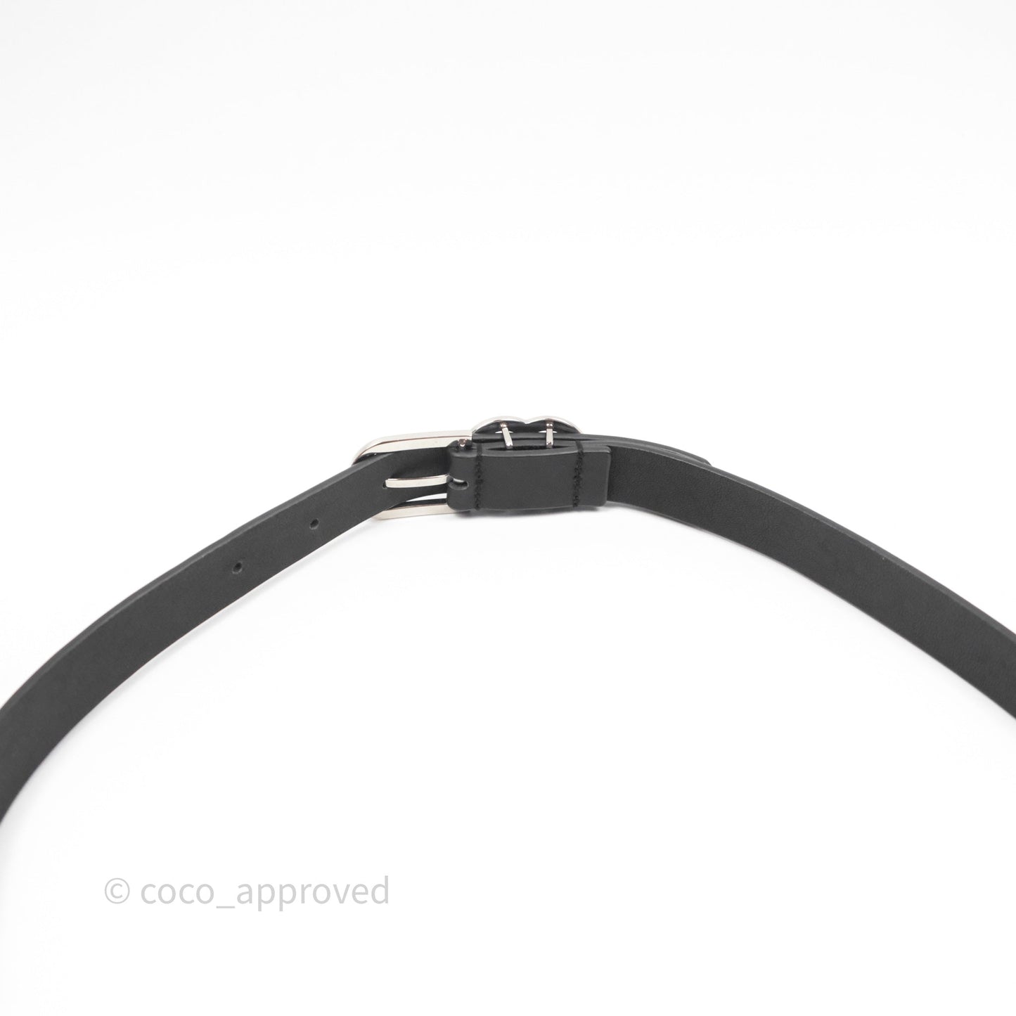 Chanel Crystal CC Belt Black Silver Hardware Size 75 20S
