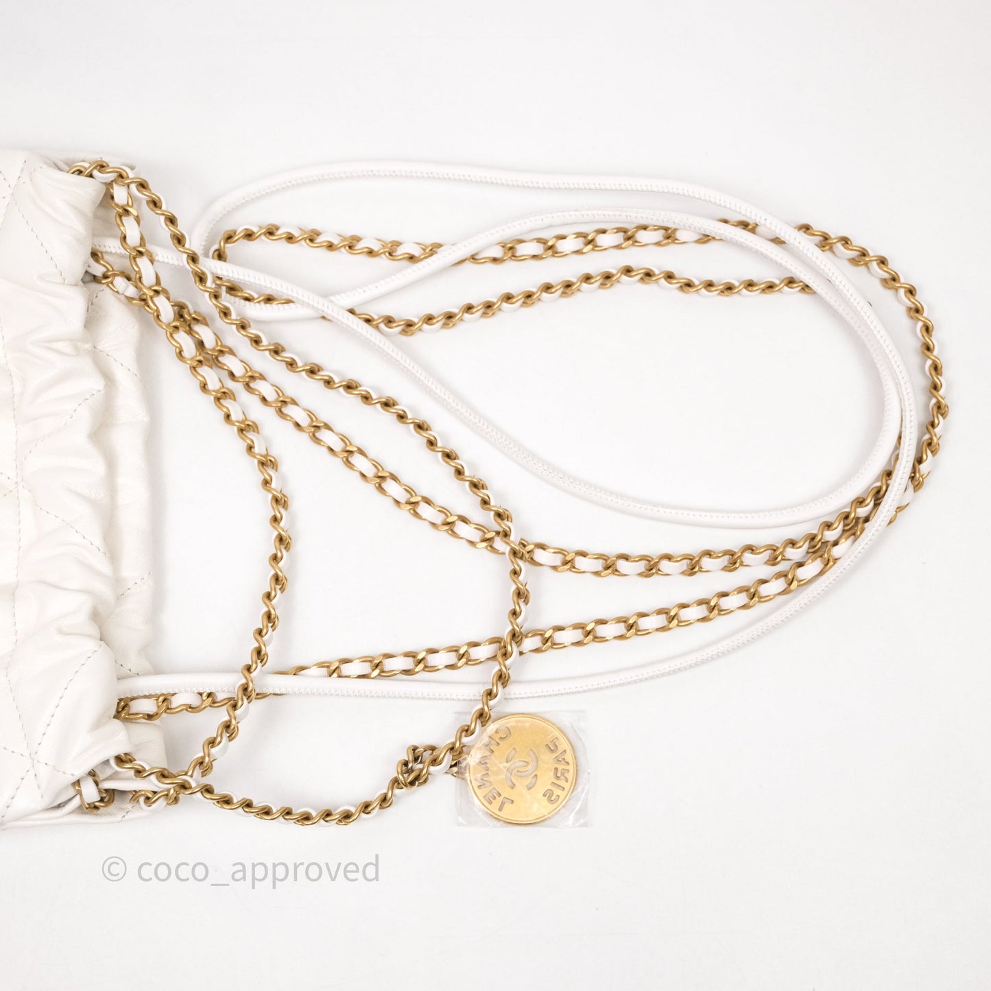 Chanel 22 Mini Bag White Calfskin Aged Gold Hardware
