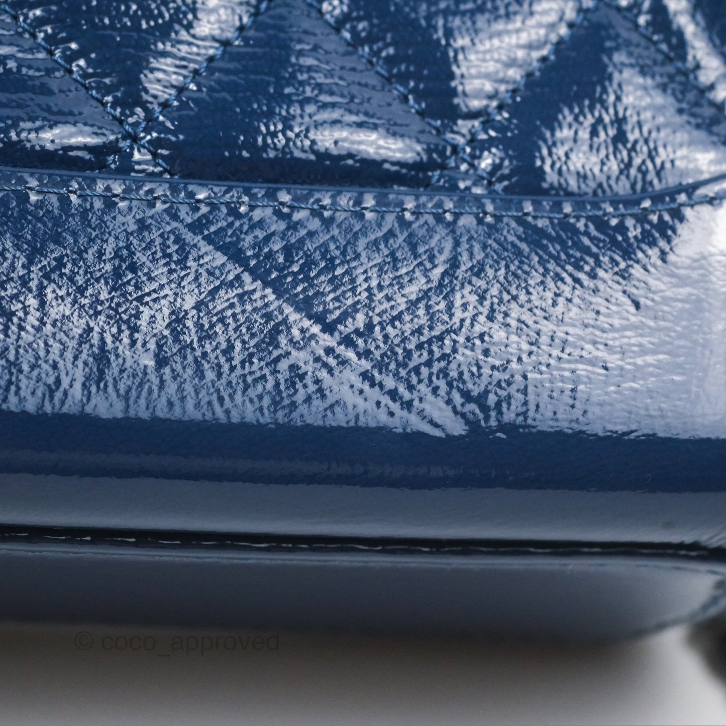 Chanel Small Gabrielle Hobo Blue Patent Goatskin Mixed Hardware