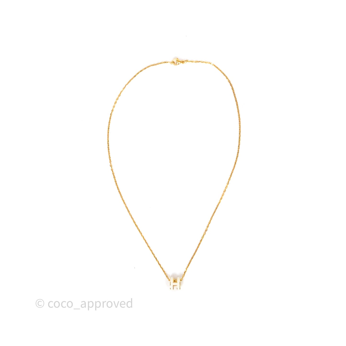 Hermès Mini Pop H Blanc 01 Pendant Necklace Gold Hardware