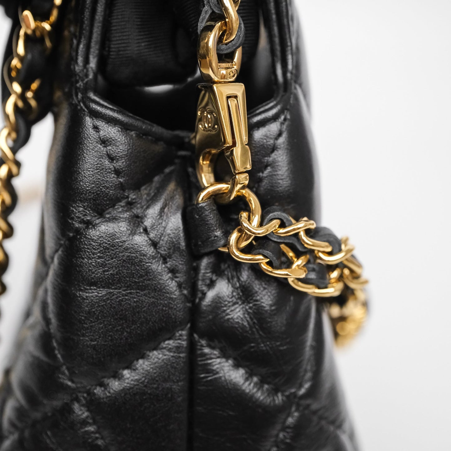 Chanel Clutch With Heart Chain Black Lambskin Gold Hardware