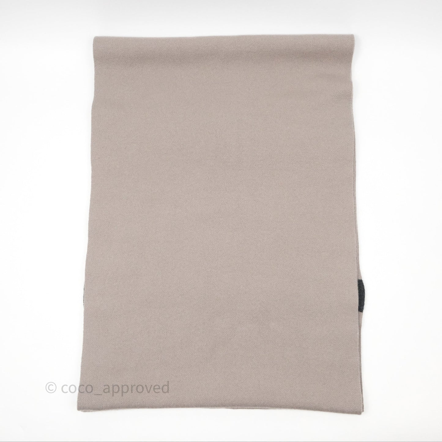 Christian Dior Logo Stripe Cashmere Scarf Taupe/ Black
