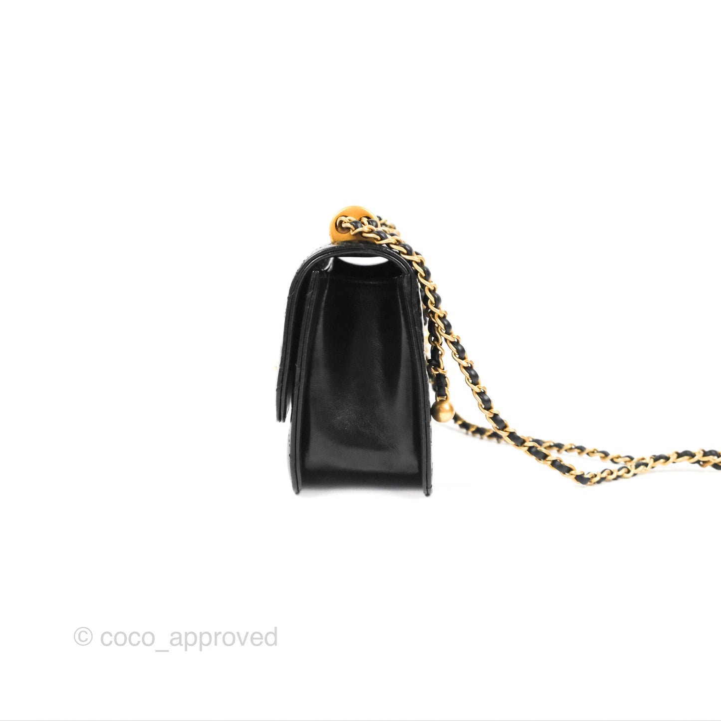 Chanel Quilted Mini Perfect Fit Adjustable Black Calfskin Aged Gold Hardware