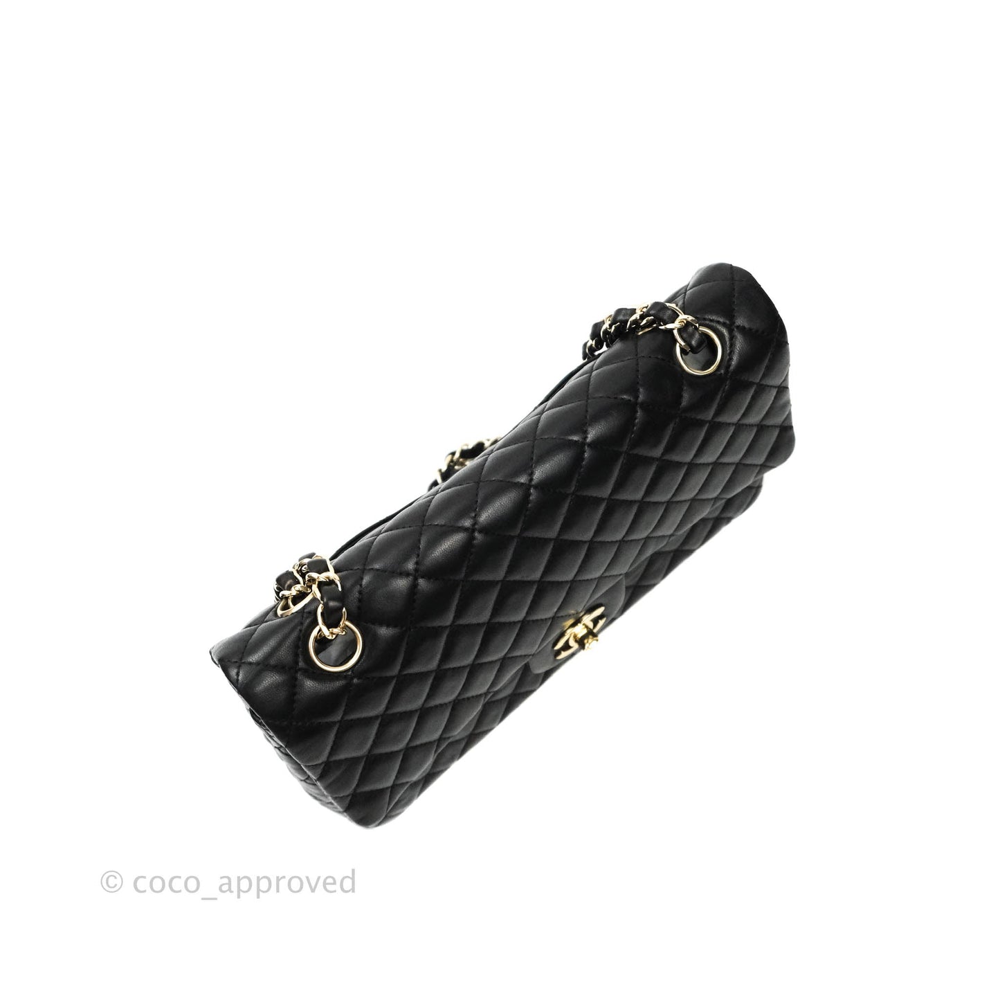 Chanel Classic M/L Medium Quilted Black Flap With Valentines Charms Lambskin Gold Hardware