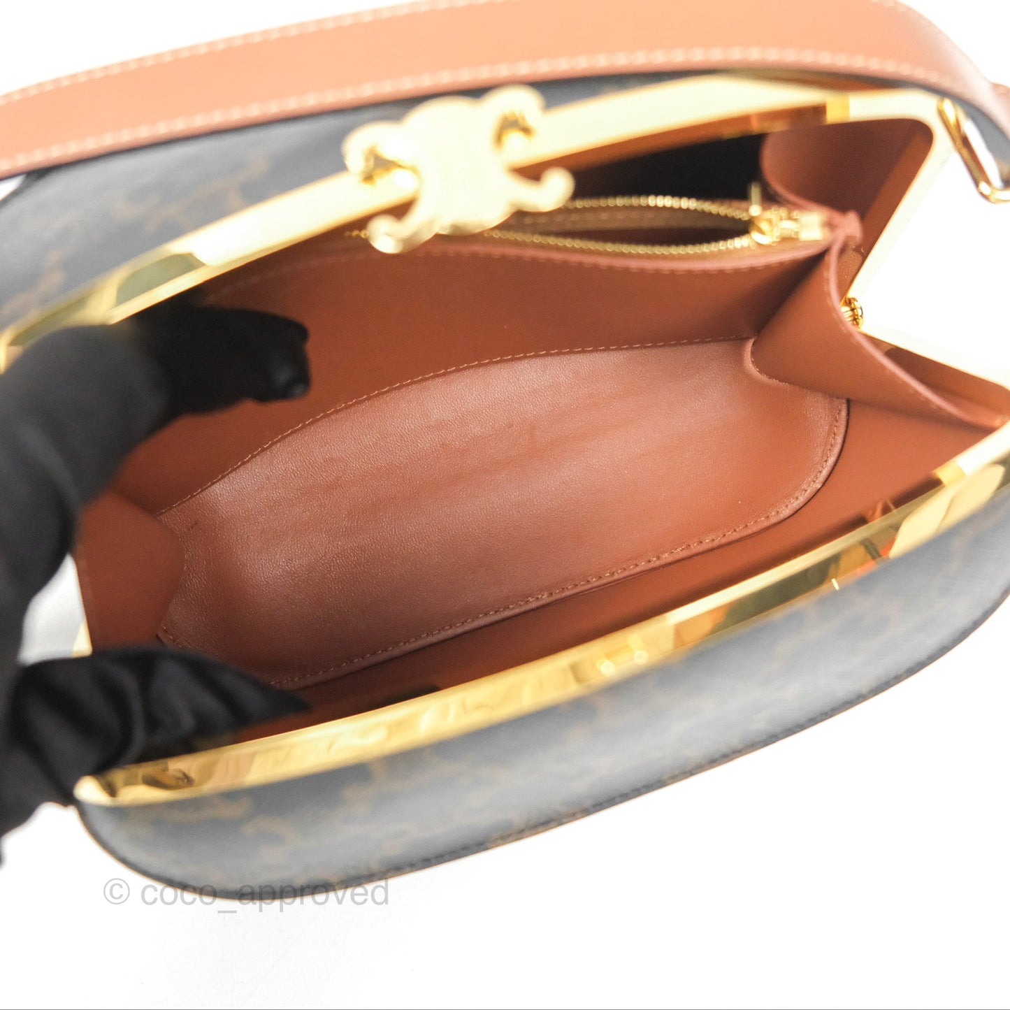 Celine Lunch Box Bag Triomphe Canvas Tan