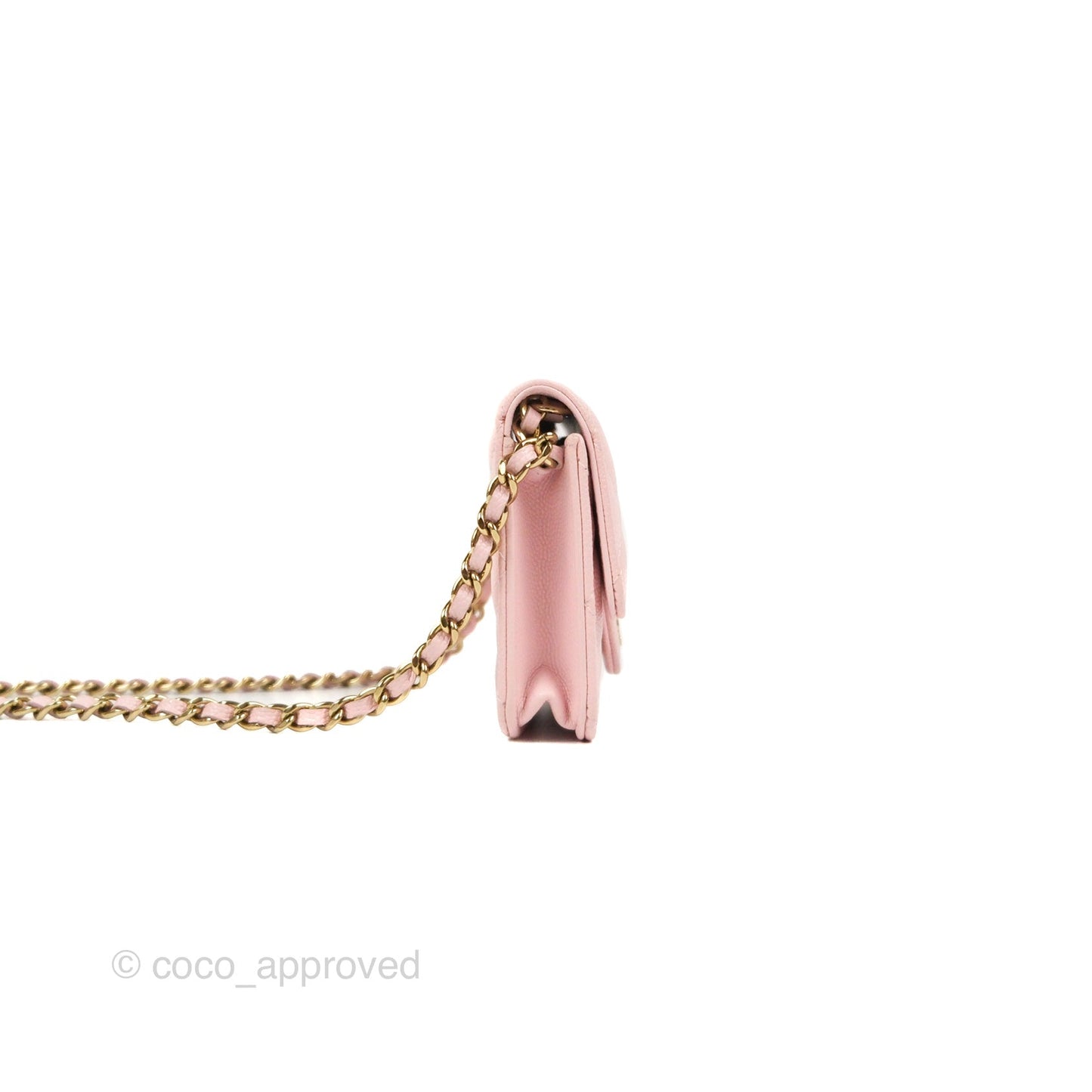 Chanel Mini Wallet With Chain Light Pink Caviar Gold Hardware