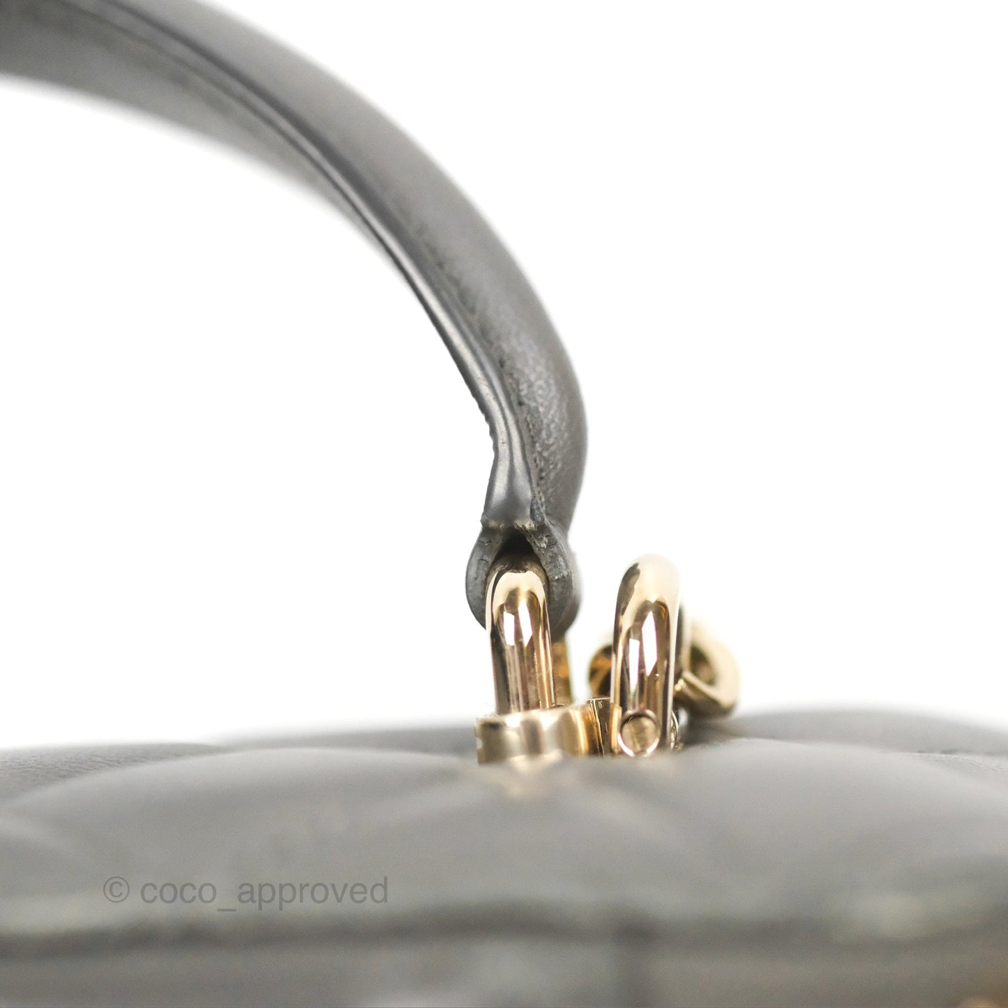 Chanel Vanity Rectangular Top Handle Dark Grey Lambskin Gold Hardware