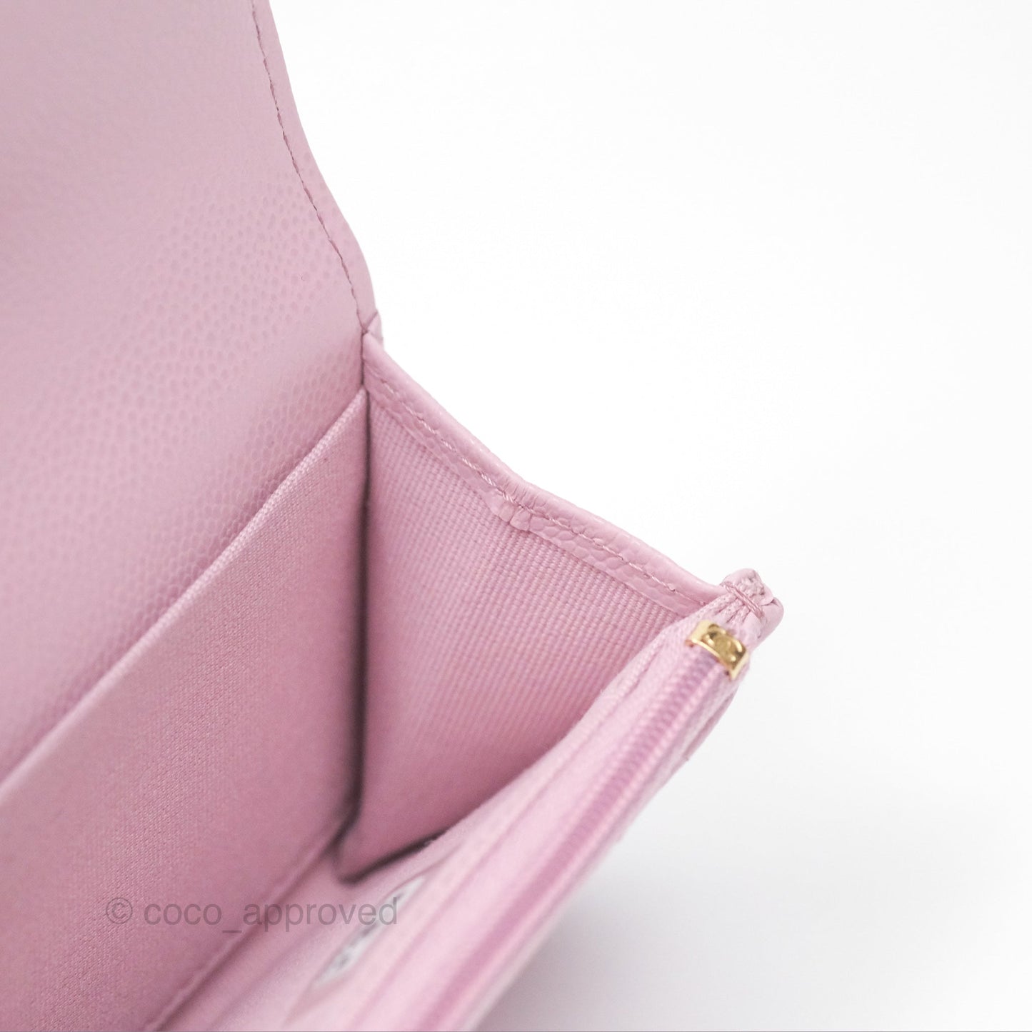 Chanel Quilted Flap Card Holder Caviar Pink Gold Hardware