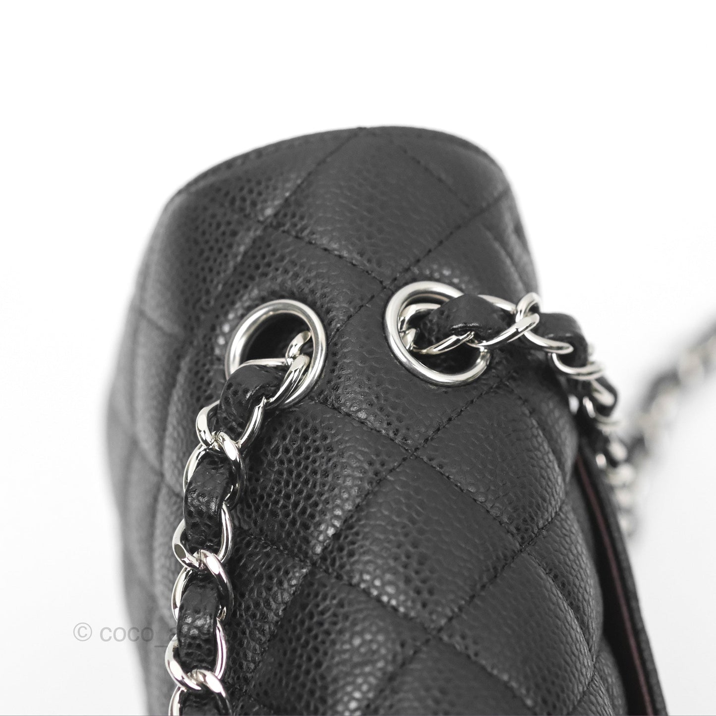 Chanel Classic M/L Medium Flap Quilted Black Caviar Silver Hardware