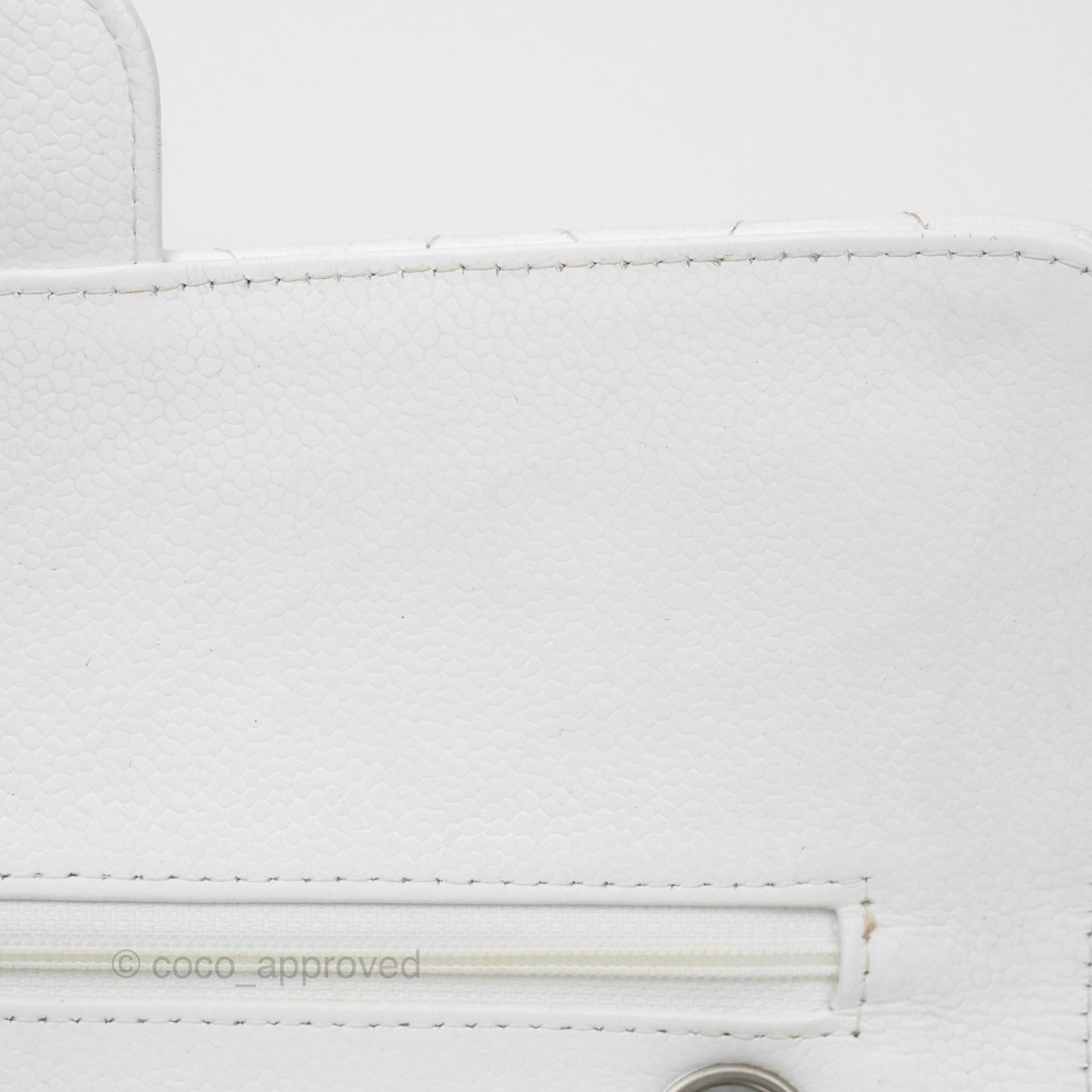 Chanel Classic M/L Medium Double Flap White Caviar Silver Hardware